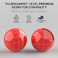 Vista 6 de Juego de bolas de bochas de 3.937 in de tamaño y peso reglamentarios para césped, juegos de Bocci de playa para 2-8 jugadores (verde y rojo)