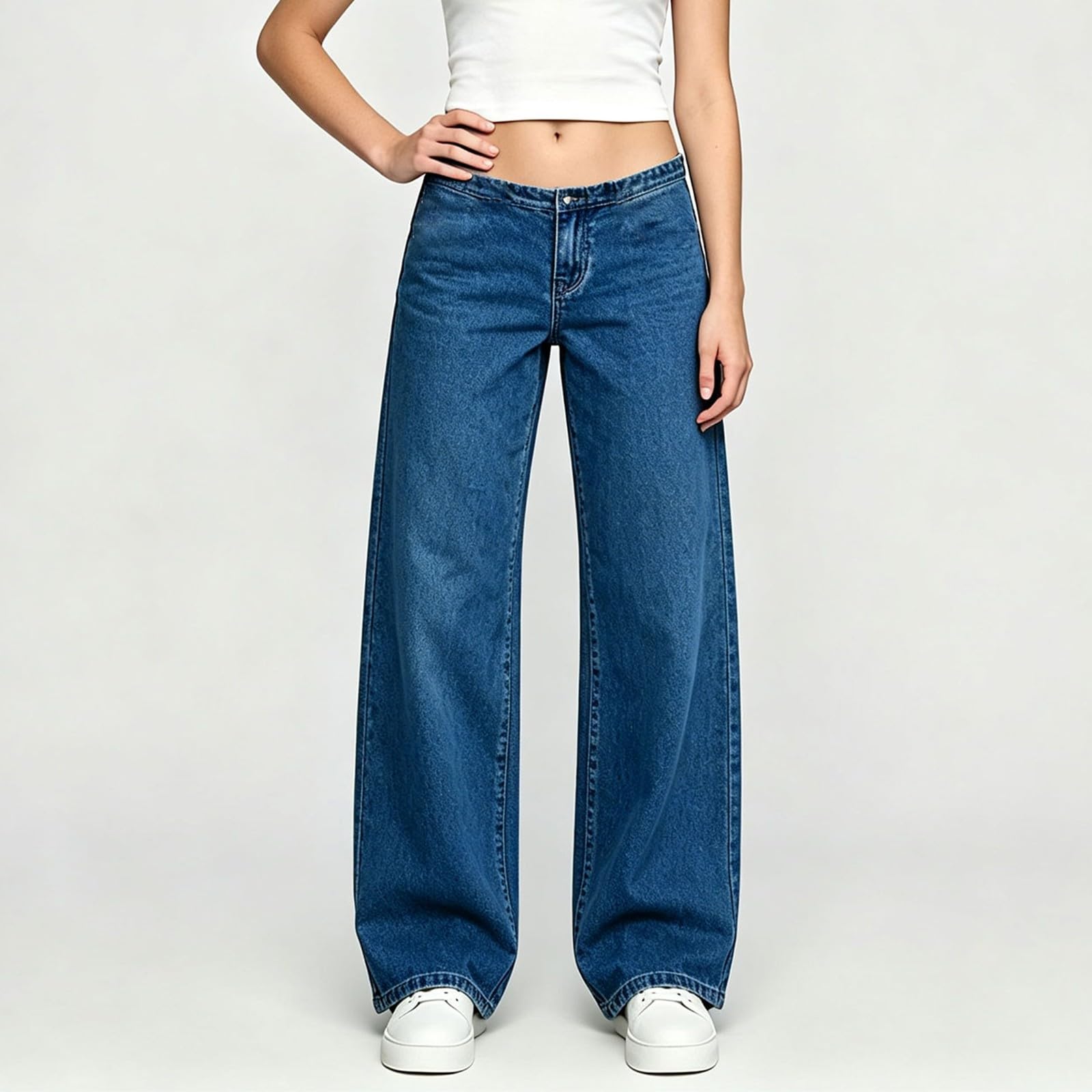 Jeans Donna Larghi Vita Alta Jeans Baggy Larghi Leggeri Pantaloni Elasticizzati Casual Gamba Larga Y2k Pantaloni Denim Vita Alta Curvy Taglie Forti Eleganti Pants Wide Leg con Tasche Hiphop