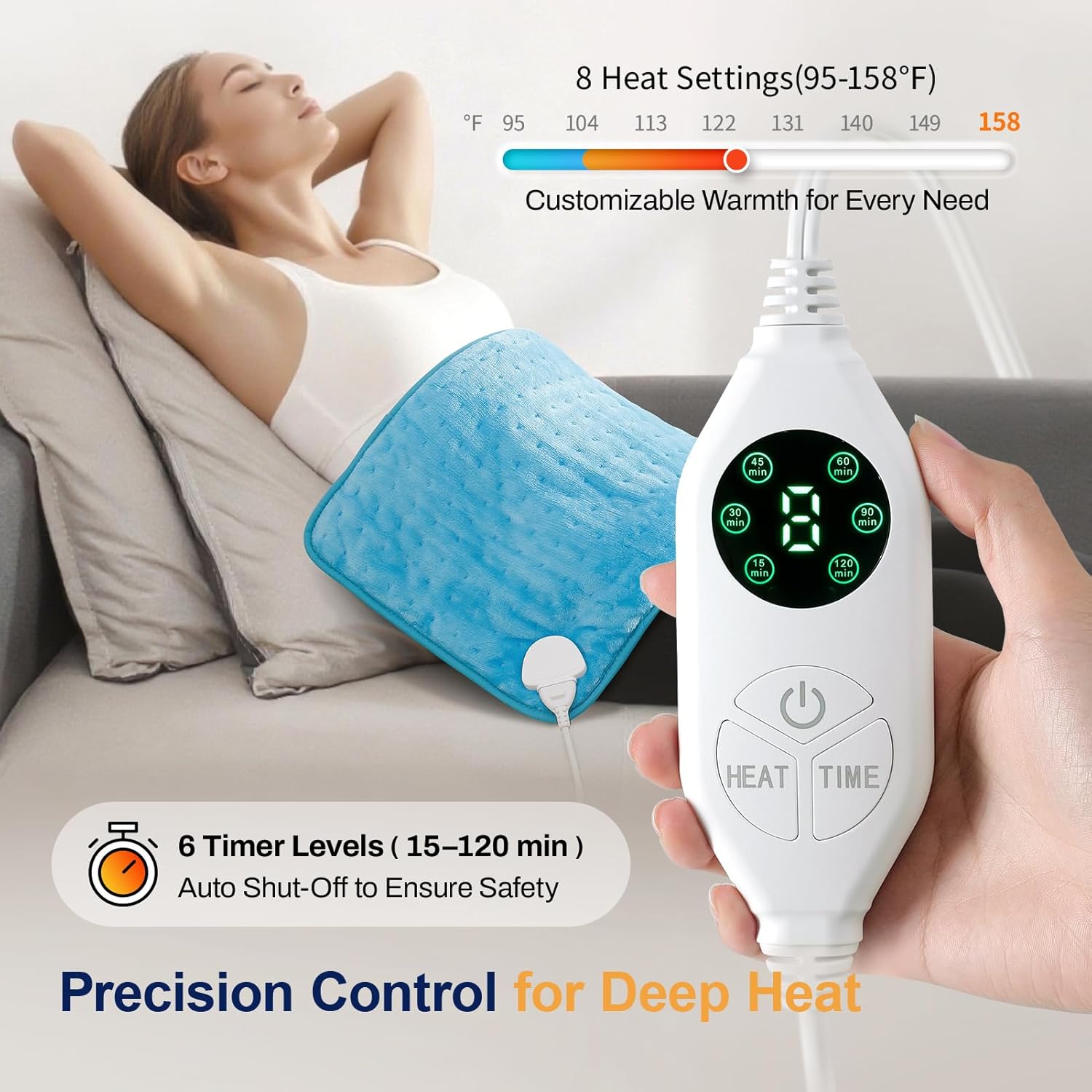 High-Heat Boost & Rapid Heat Up XL Heating Pad 40"x20" for Back/Neck/Shoulder Pain Relief, Full Body Electric Pad for Period Cramps/Sore Muscles, Deep Moist Heat (Summer Night Grey, 40"x20")