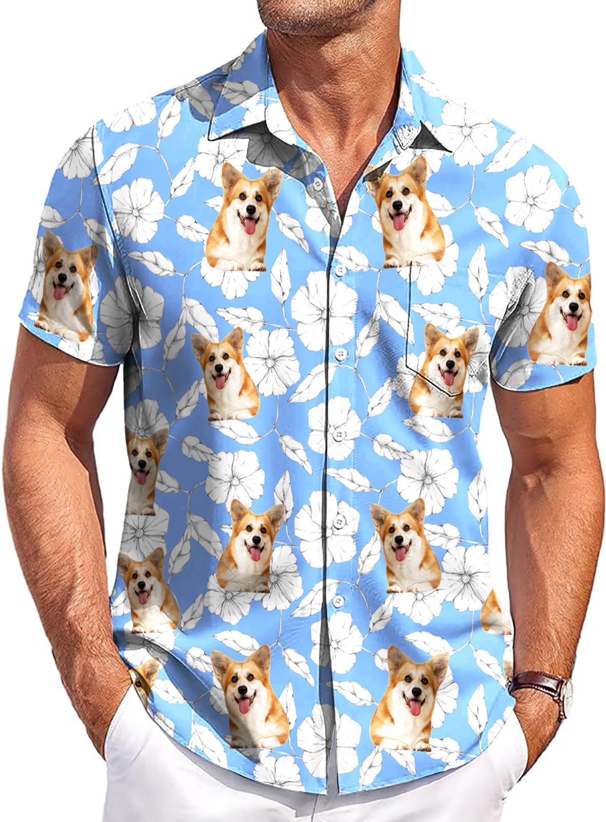 Custom Hawaiian Shirt with Face for Men Women Personalized Aloha Button Down Beach Shirt Customize Gifts for Men