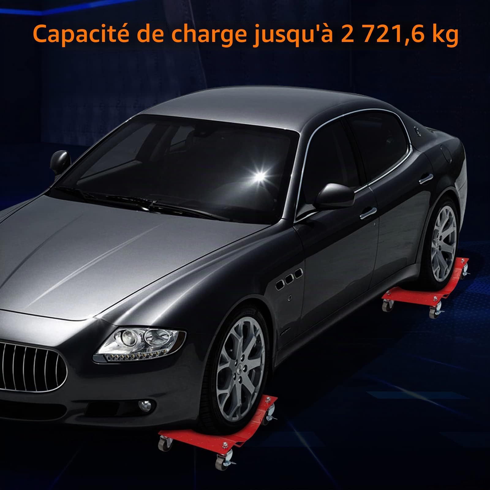 Lot de 4 Roues de Chariot à pneus Portables Robustes pour Voiture - roulettes de 4000 Livres - Déplacement Facile d'une Voiture - Roue rotative à 360 degrés