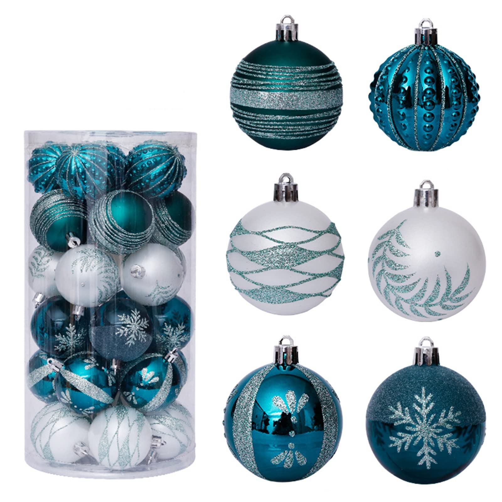 Palline di Natale, 30 pezzi delicati infrangibili lampadine di Natale in plastica, ciondoli scintillanti albero di Natale, per le vacanze festa matrimonio albero di Natale decorazione