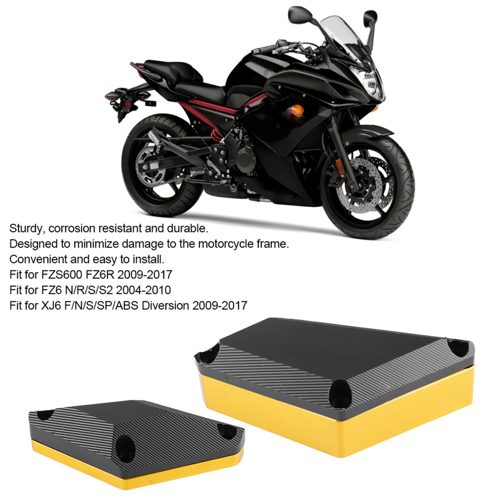 Motorrad Motor Crash Guard Slider Premium Aluminiumlegierung Anti Kollision Rahmen Schutzhülle für FZS600 XJ6 FZ6 Schwarz Rot Gold (Gold)