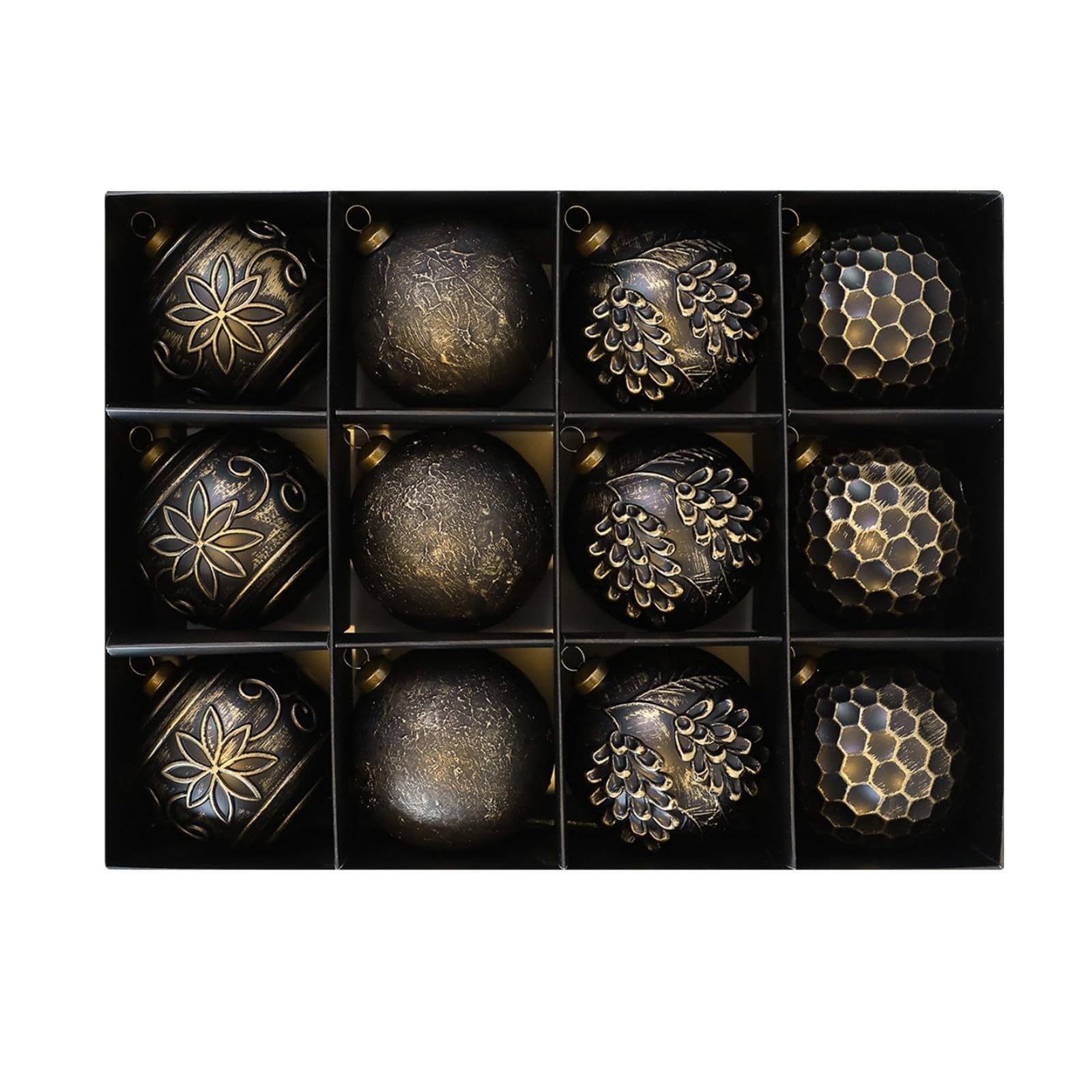 12Pcs Antiqued Christmas Baubles Decorations for Christmas Tree Hanging Ball Ornament for Holiday Party Centerpieces Ornament