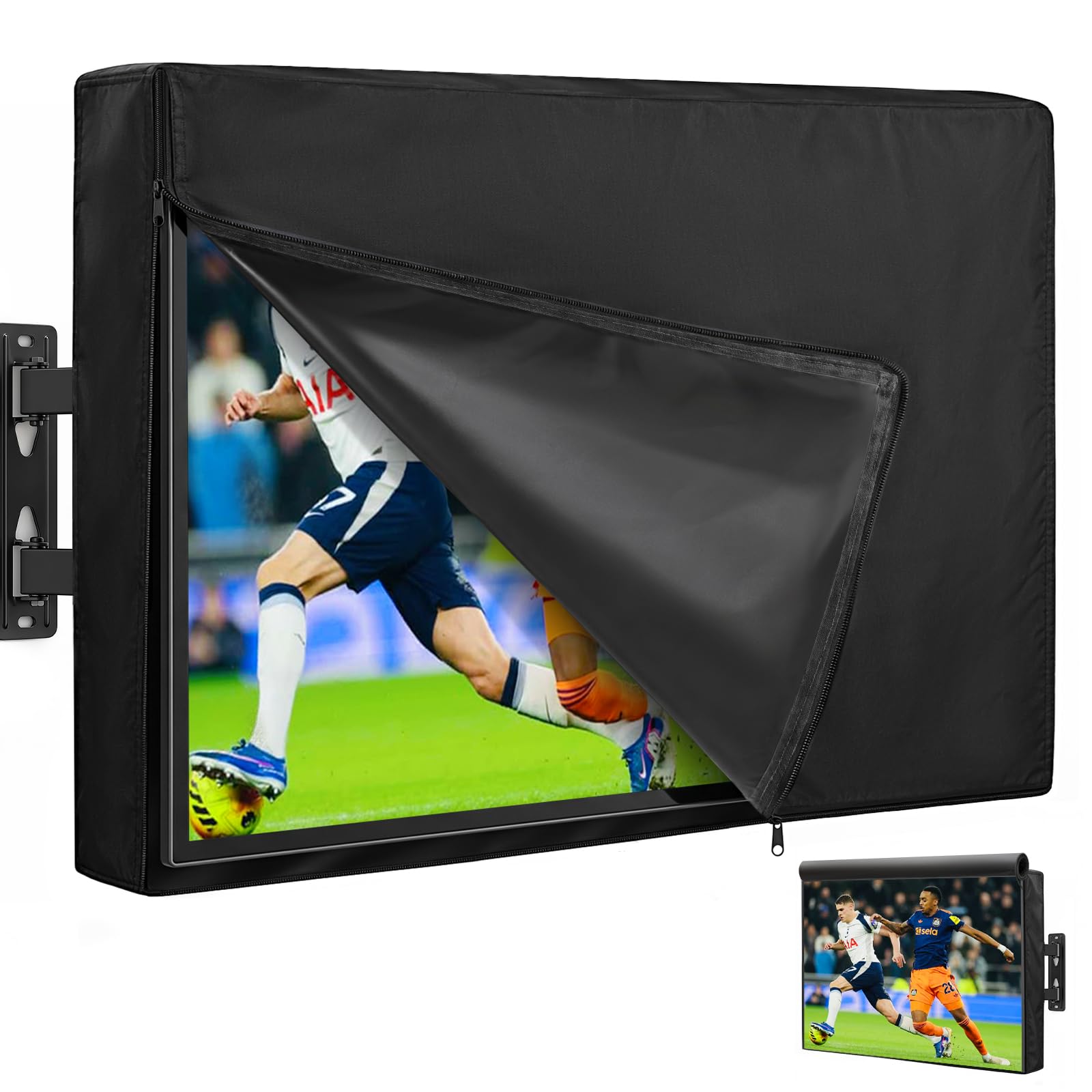Funda TV Exterior 48-50 Pulgadas, Cubierta Protectora para Televisor de Tela Oxford 600D, Impermeable y Resistente a la Intemperie, con Cremallera y Bolsillo para Mando a Distancia