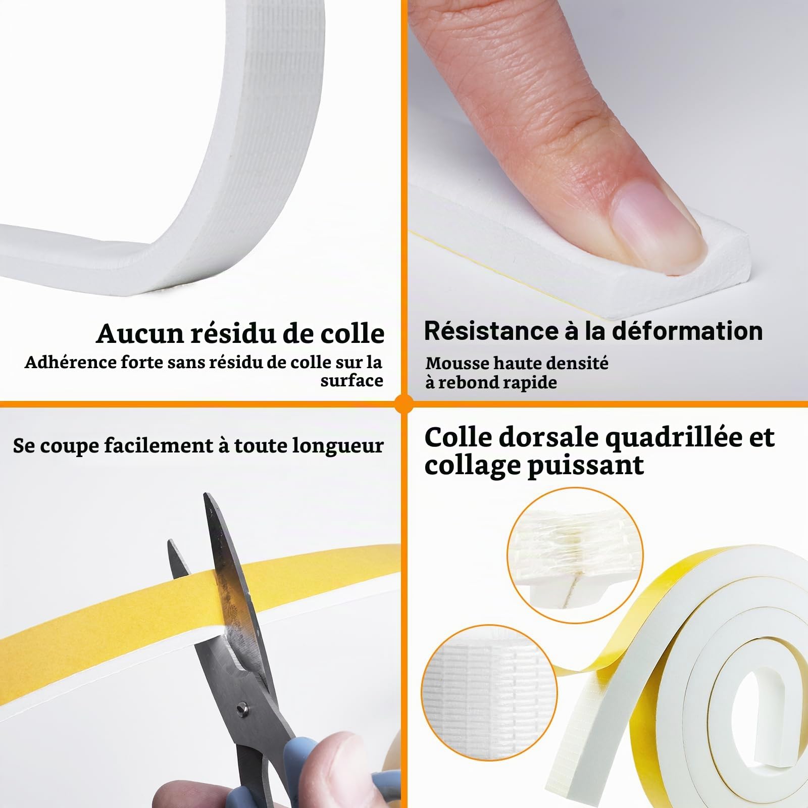 Storystore Joint Isolation pour Porte Fenêtre, Joint Adhésif en Mousse Caoutchouc, 2 Rouleaux 25mm(l) x20mm (H) x2m(L) Bande Caoutchouc Joint Isolation du Bruit Froid, Anti-collision, Antichoc, Blanc