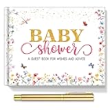 Fuyoooo Baby in Bloom Baby Shower Guest Book Sign in Guest Book Reception with Sonogram Page Keepsake Includes Gold Pen Table Card and Adhesive Photo Corner for Birthday