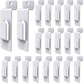 20 Pack Slatwall Utility Notch Hook Commercial Slatwall Picture Hook Metal Display Hook Hanger Slat Wall Hangers Slat Wall Accessories for Photo Frame Painting Arts Center Slat Panel 20, White