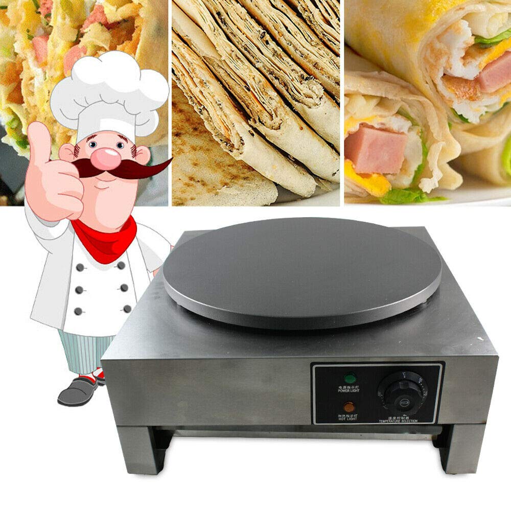 Crepes Maker elettrico in acciaio inox, 3000 W, crepes maker crepes crepes maker antiaderente padella cottura in ferro crepes, piastra crepes, 50 – 300 ℃ temperatura regolabile