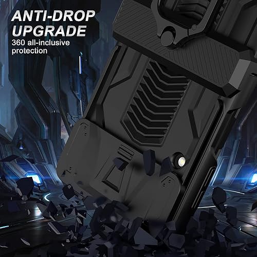 Miniatura 5 de DOOTOO - Funda para Samsung Galaxy Z Flip 4 con soporte de anillo, funda Z Flip 4, protección magnética de bisagra, lente deslizante, cámara todo