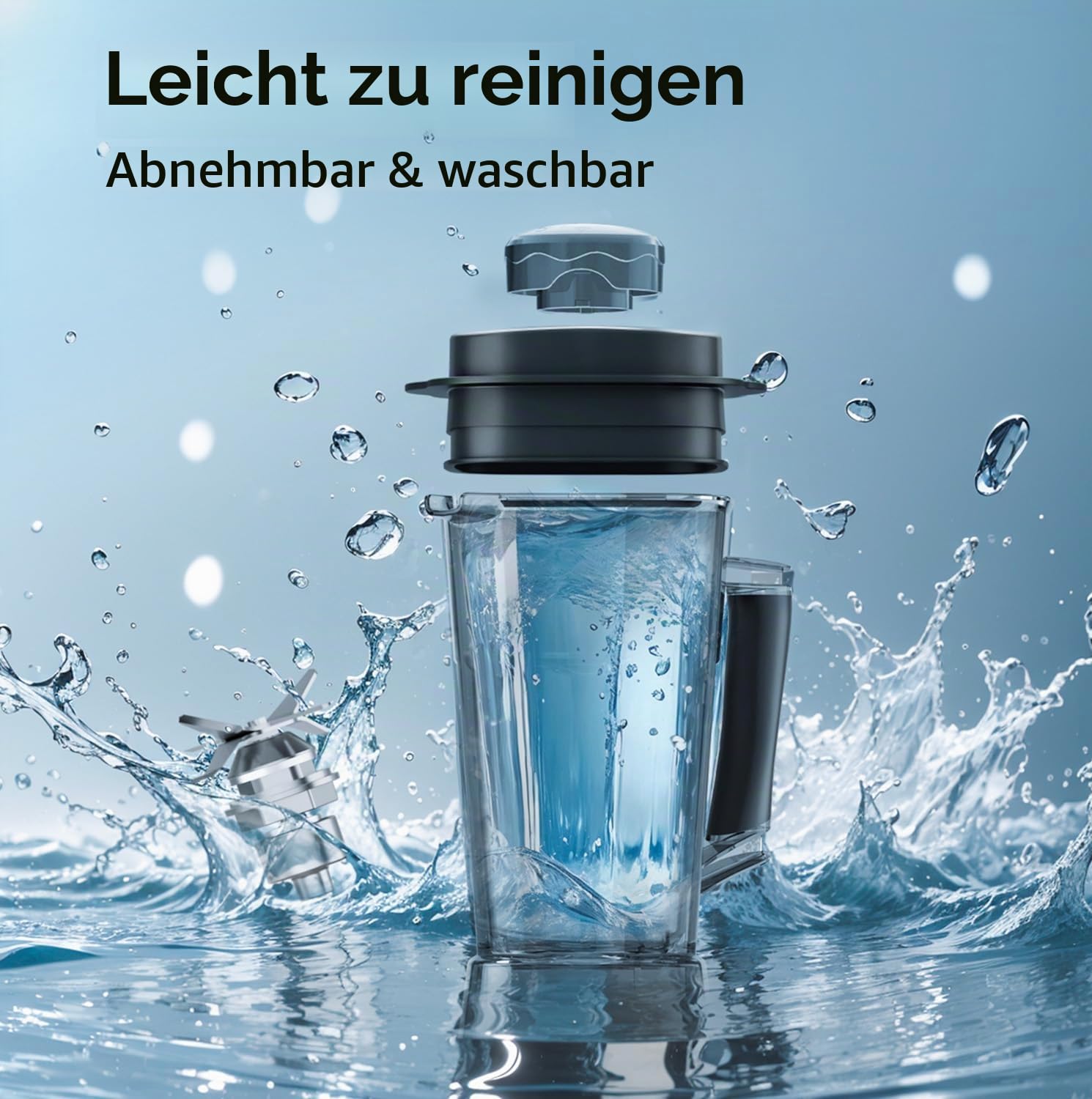 TOKIT 8-EN-1 Standmixer 2000ML, Hochleistungsmixer Pro 1400W Metallmaterial mit Touch LCD und 8 Menüs und 9 Geschwindigkeiten Eisbrecher für Küche Shakes, Smoothies, Eiscrushen