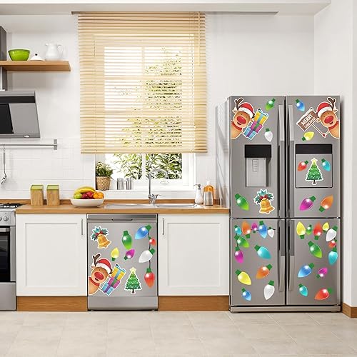 Miniatura 7 de 40 imanes de decoración navideña, decoración de Navidad, nevera de automóvil, puerta de garaje, decoración de Navidad, bombilla reflectante, reno,