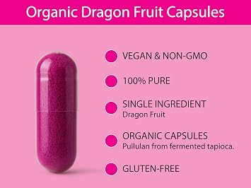 KOYAH - Organic Dragon Fruit Capsules, Freeze-Dried: 60 Capsules | 600 mg per Capsule, Whole-Fruit - Antioxidant Support*