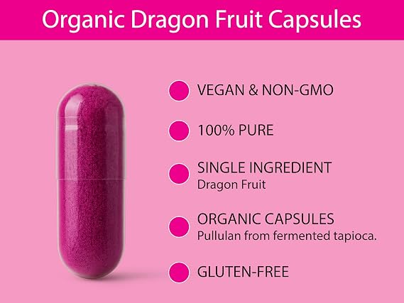 KOYAH - Organic Dragon Fruit Capsules, Freeze-Dried: 60 Capsules | 600 mg per Capsule, Whole-Fruit - Antioxidant Support*
