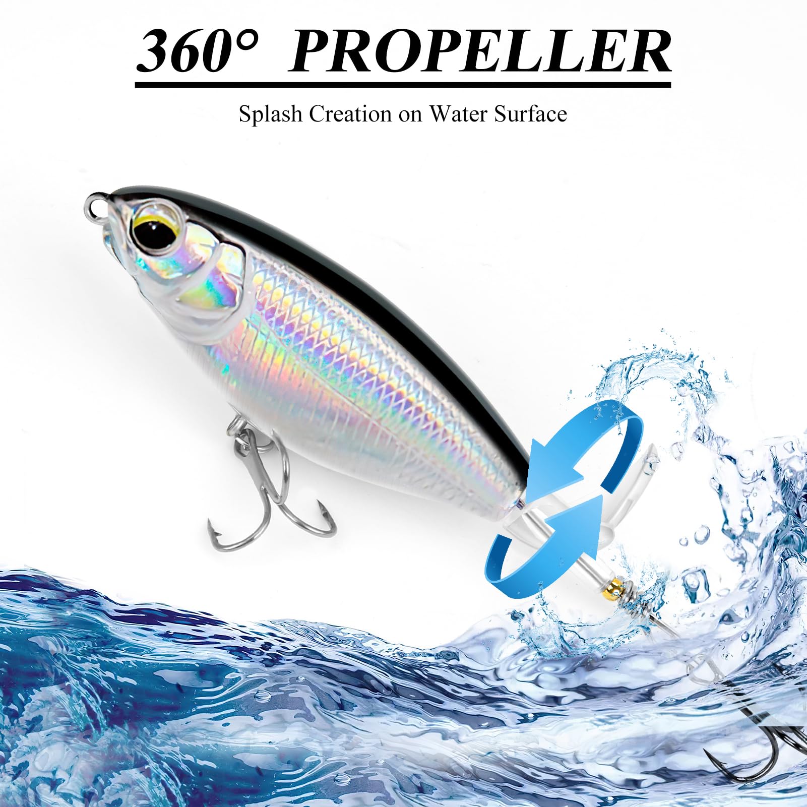 CastWisp 6pcs Topwater Fishing Lures Kit - Floating Lures With Propeller Tail For Bass & Trout