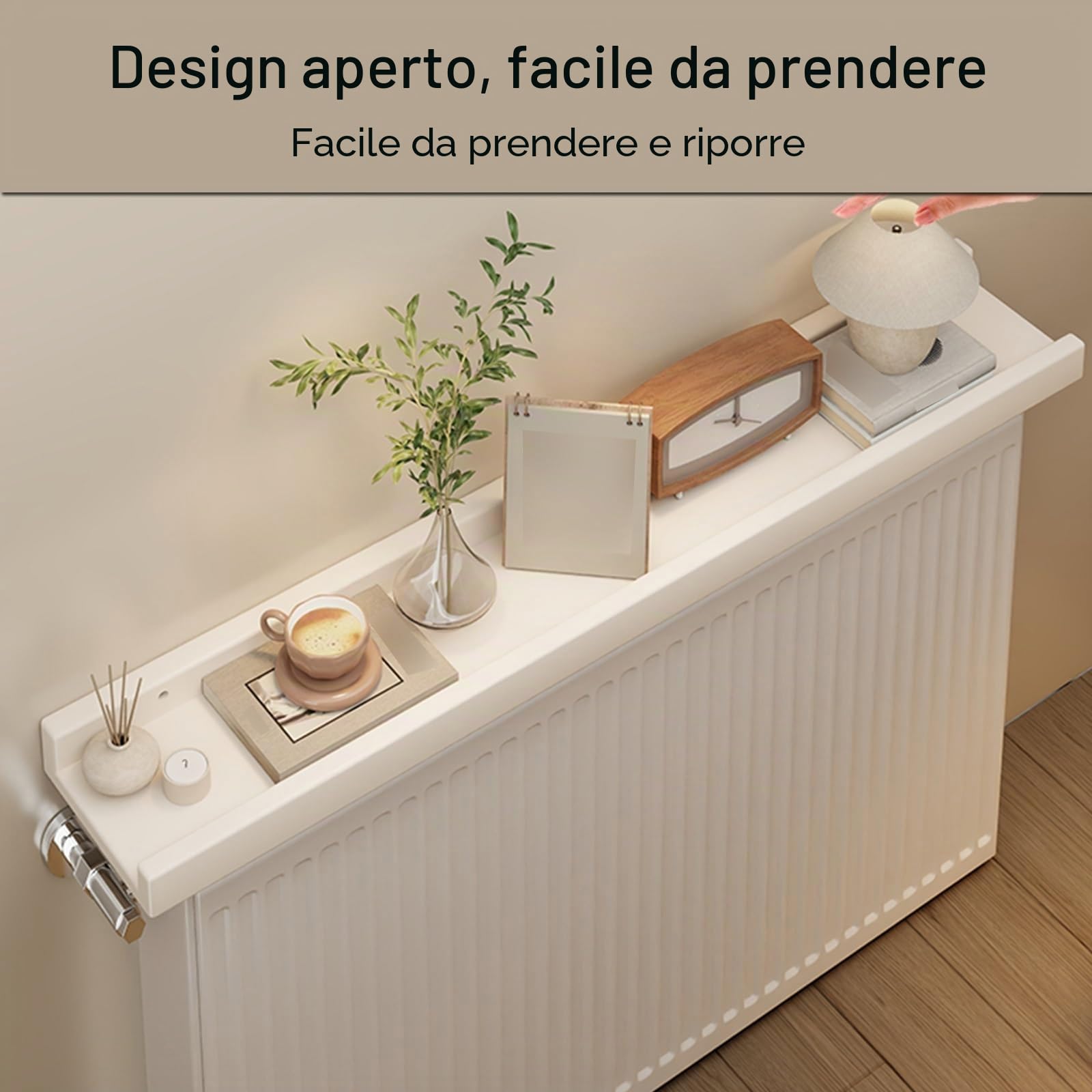 Copri Termosifone, Mensola Adesiva, Materiale in Legno Massello, Resistente e Non Facile da Deformare, Adatto per Soggiorno e Camera da Letto(Brown,60x12cm/24x4.7in)