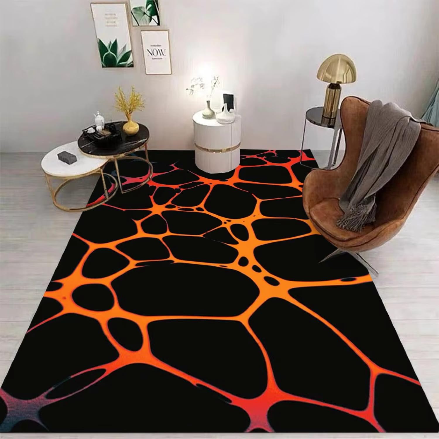 Grand tapis de salon moderne abstrait magma 120x160cm