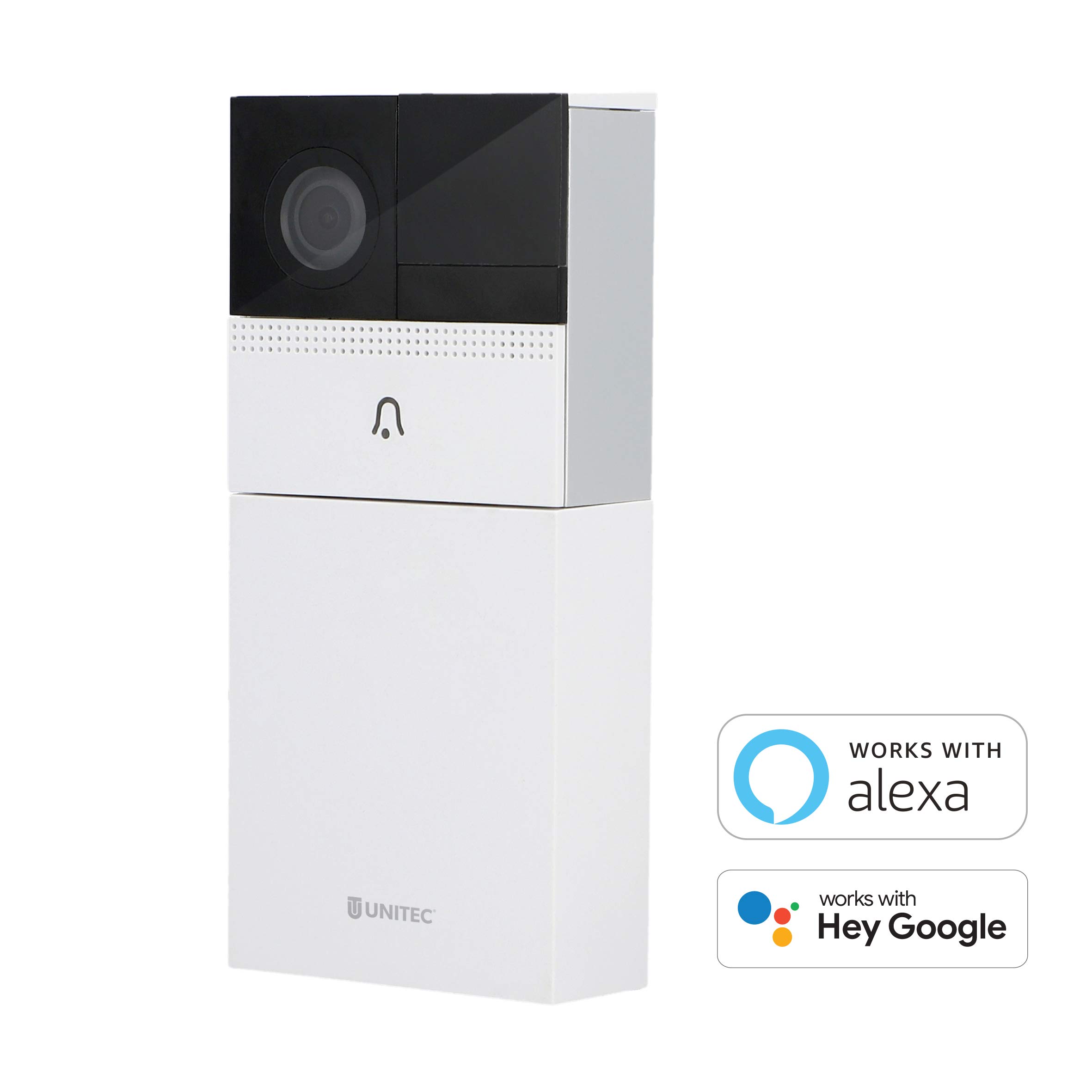 UNITEC Videocitofono WiFi, con app per smartphone, batteria o cablaggio fisso, con telecamera WLAN Full HD, audio a 2 vie, incluso gong radio