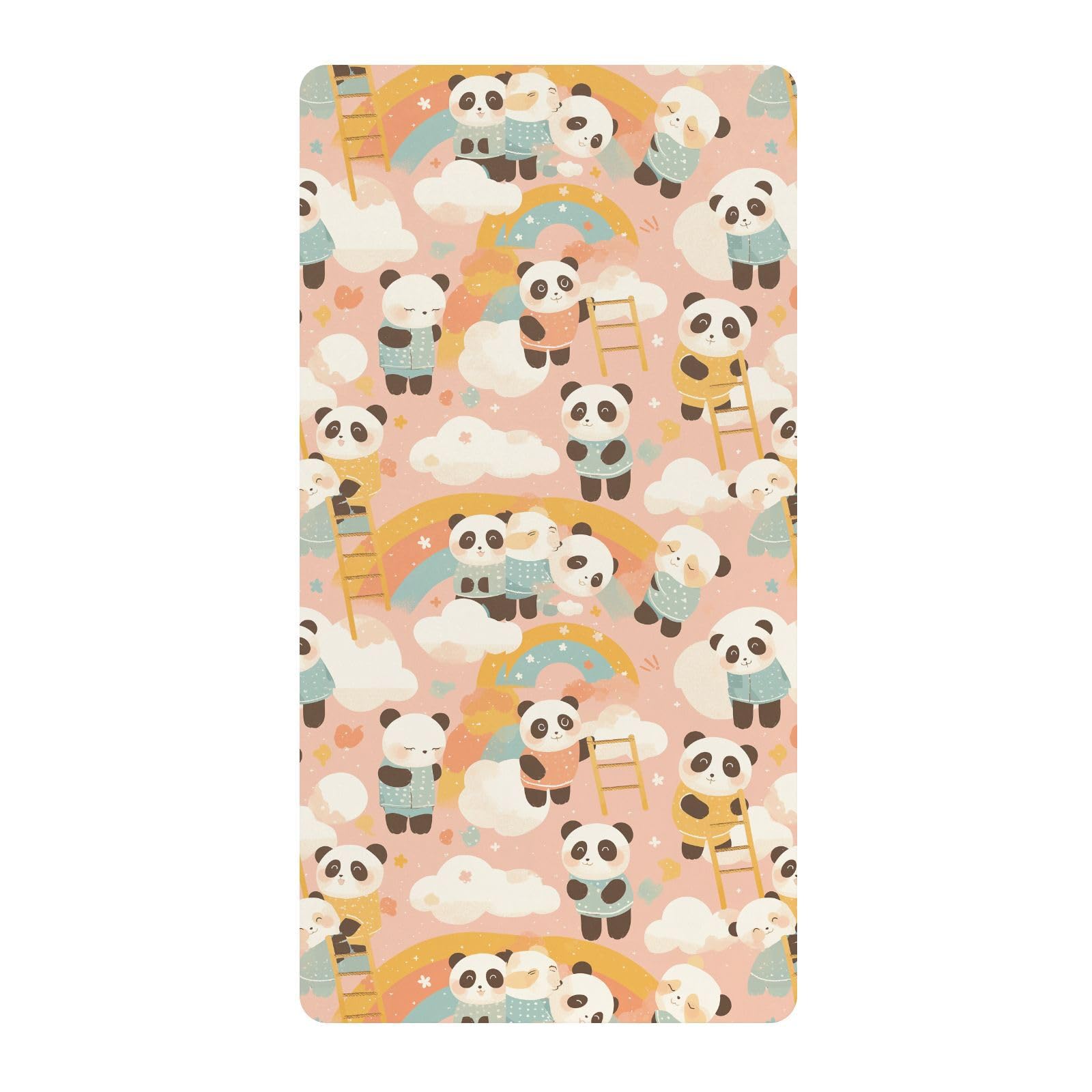 Cute Blush Panda łóżeczko dziecięce prześcieradła dla chłopców dziewcząt bawełniane prześcieradło dla niemowląt miękki pokrowiec na łóżko dla malucha, 1 opakowanie