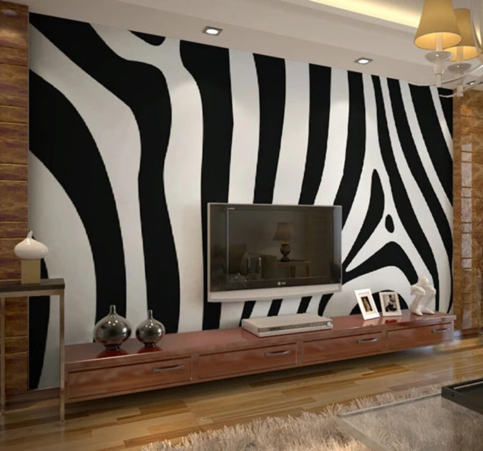 Creative Minimalist Black and White Stripes Unique 3D Wallpaper Easy Install Feature Office Living Room Sofa Bedroom TV Background Wall Decoration-250cm×170cm