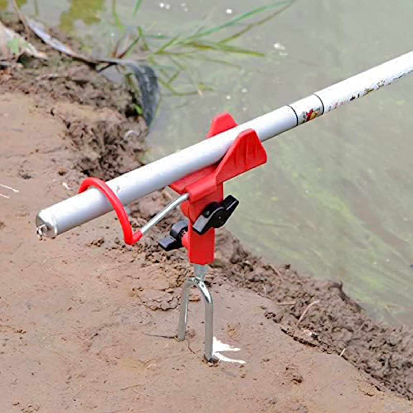2 Pezzi Portacanne, Porta Canne da Pesca Regolabile a 360°, Porta Canne per Pesca in Fiume e in Spiaggia (Rosso, Blu)