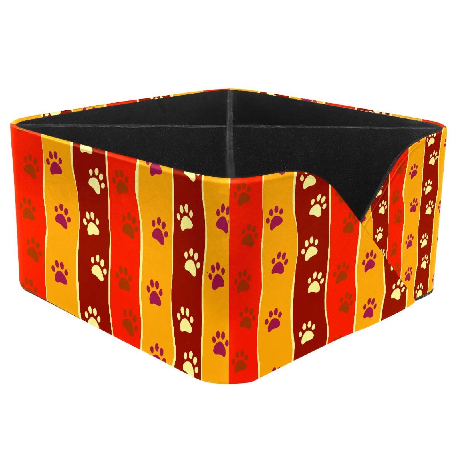 KengjuTesu Dogs Paws Patterns Desktop Organizer Pen Holder, Rectangular Pencil Cup for Office, Study and Makeup Stations