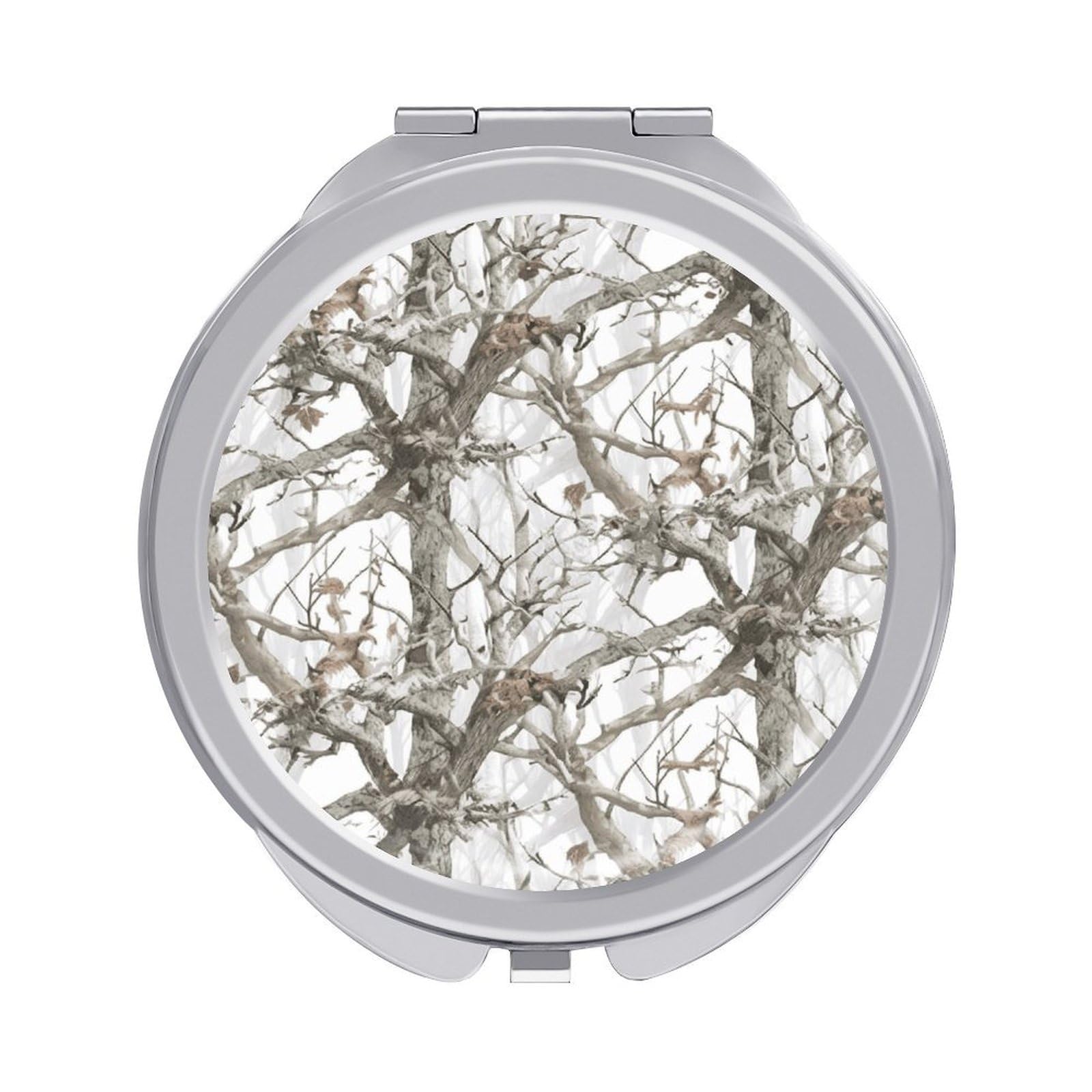 FekiLoot White Tree Camo Travel Makeup Mirror 2 X /1 X Magnifying Slim Pocket Mirrors Compact for Purse Travel Makeup Mirrors for Pocket, Handbag, Purse Women Gift