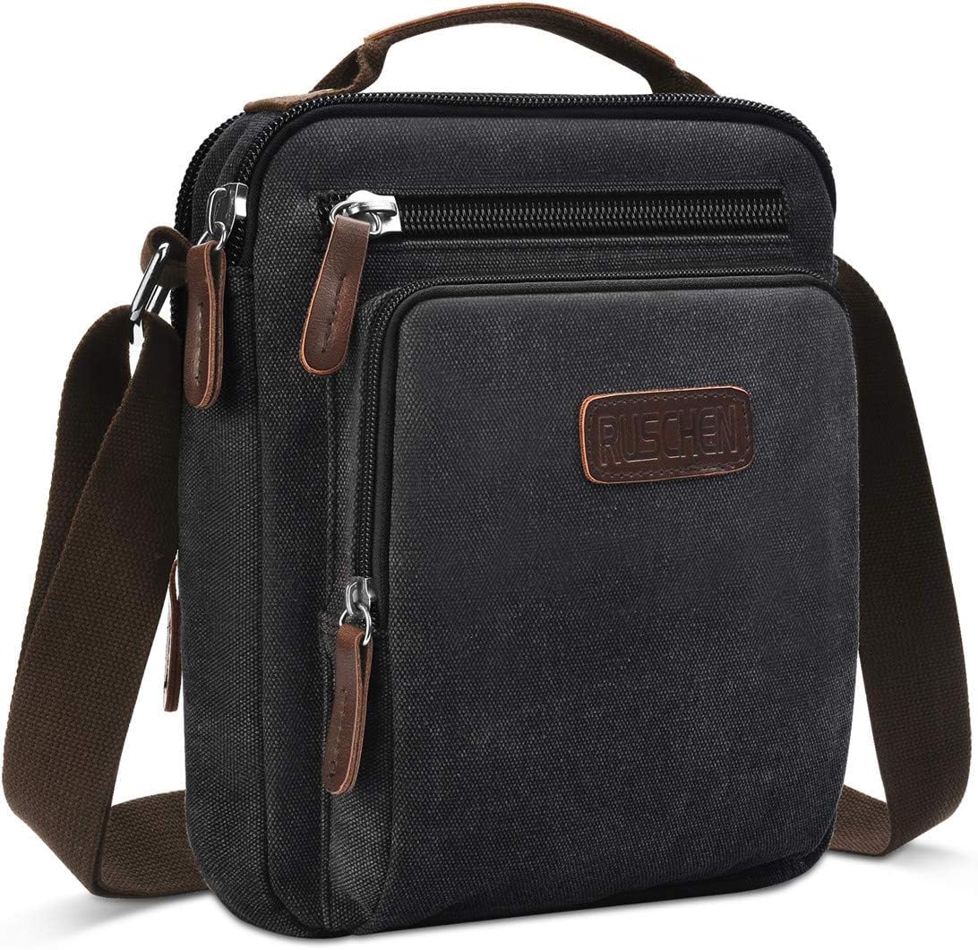 Umhängetasche Schultertasche für Herren, Damen und Jungen, Kuriertasche aus Canvas, Herrentasche für Tablet, Messenger Bag für Tägliches Leben Reise