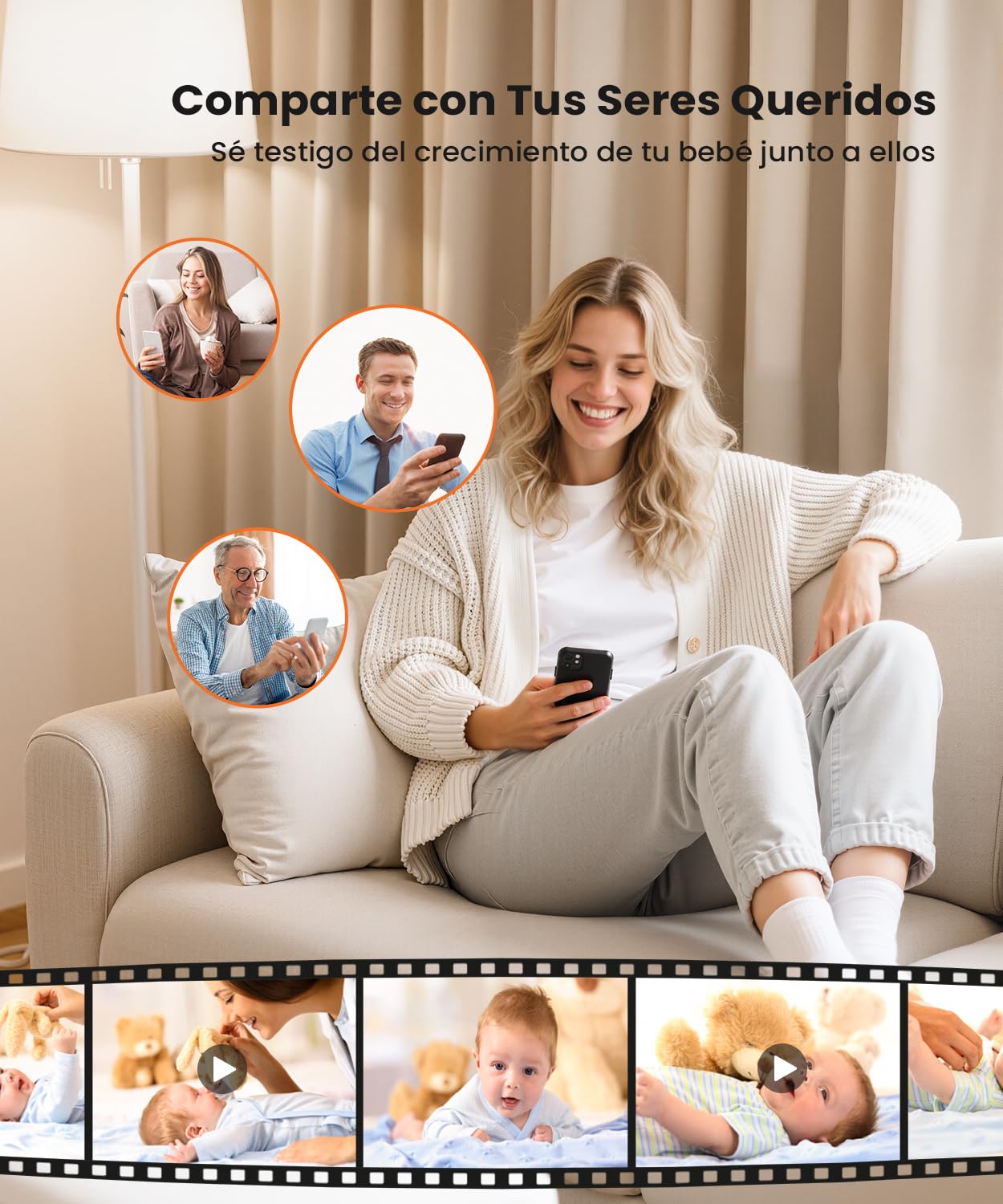 ieGeek 5.5" 2.5K/4MP Camara Vigilancia Bebe WiFi, Alerta de Cara Tapada y Dormir Boca Abajo, Colorida Luz Nocturna, 360° Seguimiento Movimiento Vigilabebes con Camara, VOX, Compatible Echo