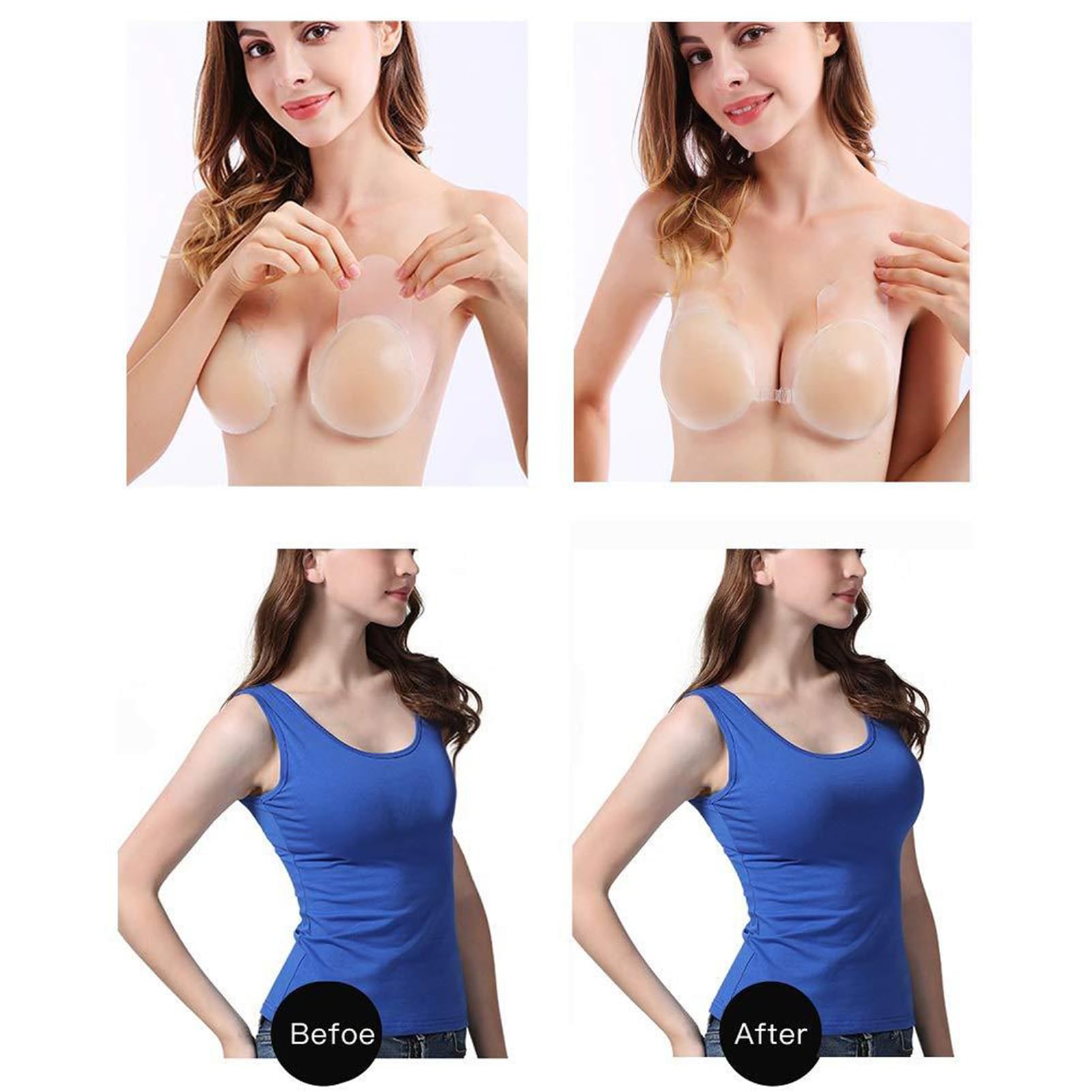Parche De Silicona Fino For El Pecho, Almohadillas Autoadhesivas Fruncidas Y Realzadores For Una Forma Natural