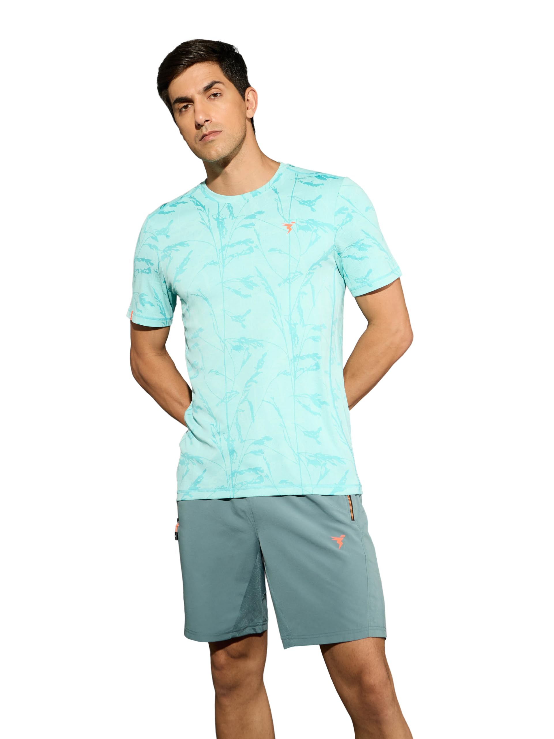 TECHNOSPORT Men Polyester Slim Fit Printed Crew Neck Half Sleeve T-Shirt for Sports, Gym & Running-picture-22