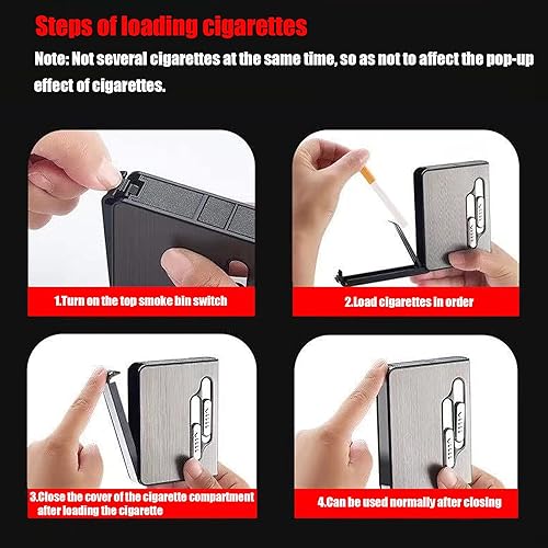 Miniatura 7 de OLDENDO Caja de cigarrillos con encendedor, 10 cajas de cigarrillos de tamaño regular, soporte de expulsión automática integrado con encendedor de
