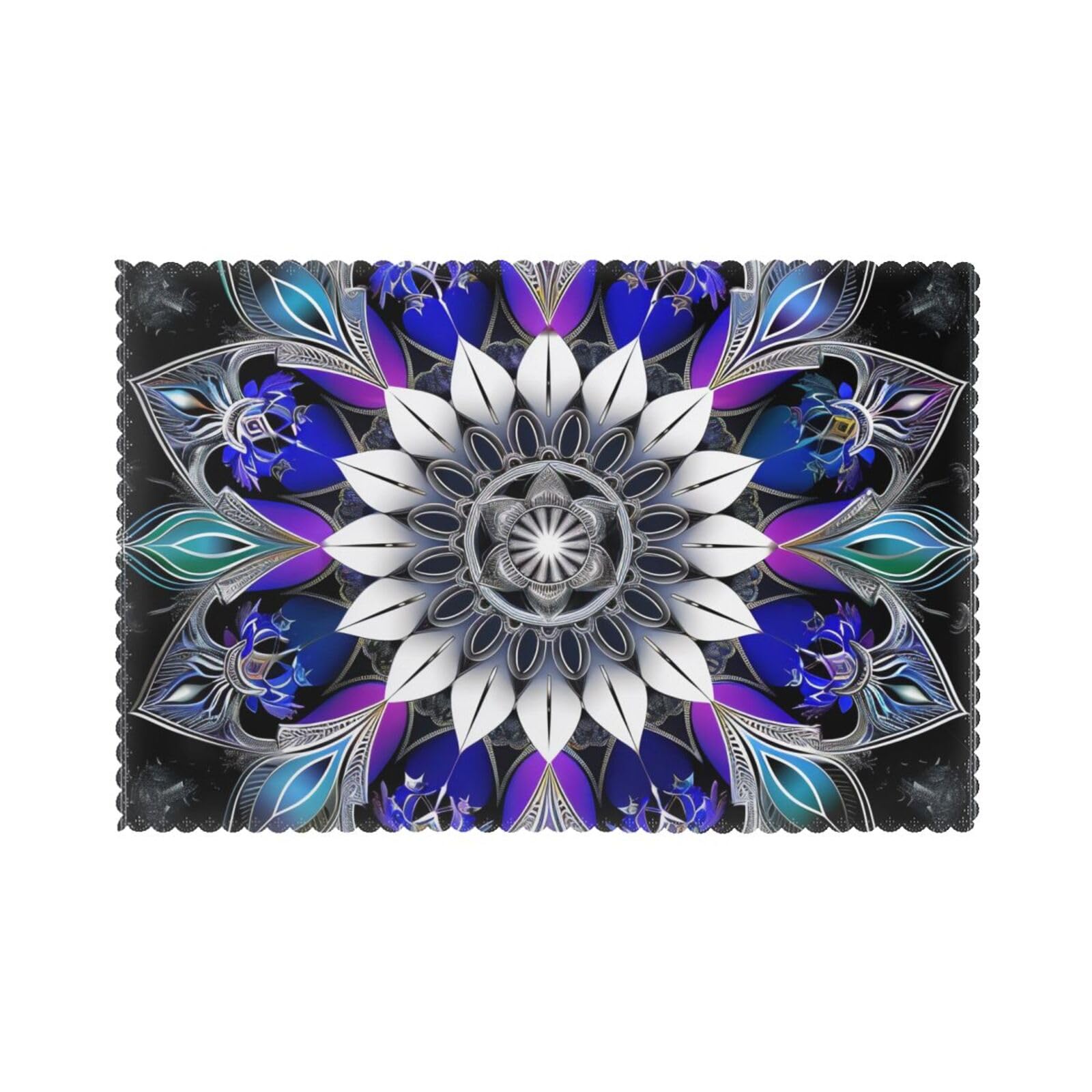 Rectangle Mandala Print Printed Placemat Heat Resistant Place Mats Set of 6 PCS Washable Kitchen Table Mats, 12x18 Inch