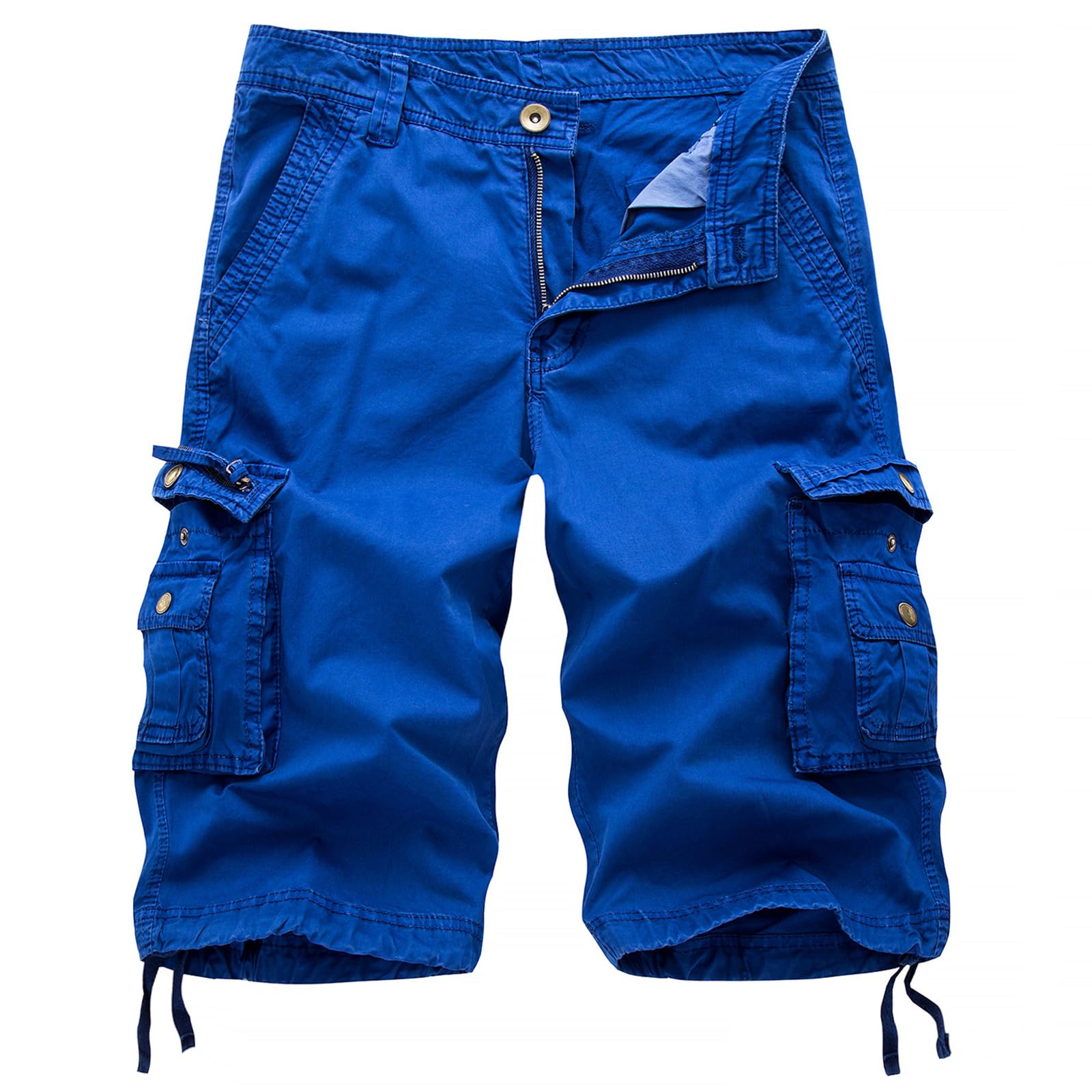 Youthful flying Men's Cargo Shorts Multi Pocket Casual Cotton Shorts Loose Fit Outdoor Hiking Shorts(Size:42W,Color:Blue)