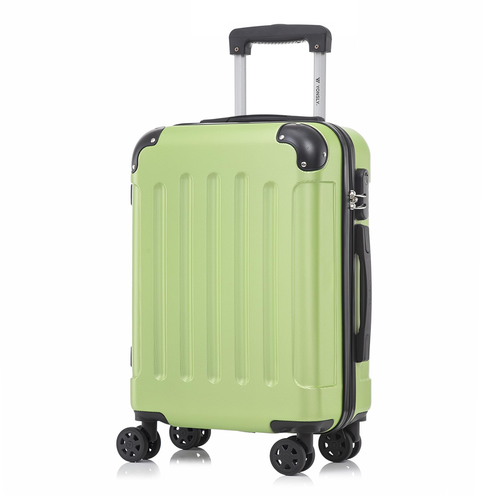 yonsly Koffer Suitcase, Trolley Reisekoffer, Rollkoffer Handgepäck mit 4 Rollen 360°, ABS Hartschalen, Sicherheitsschloss, Weicher Gummigriff, 210D-Futter