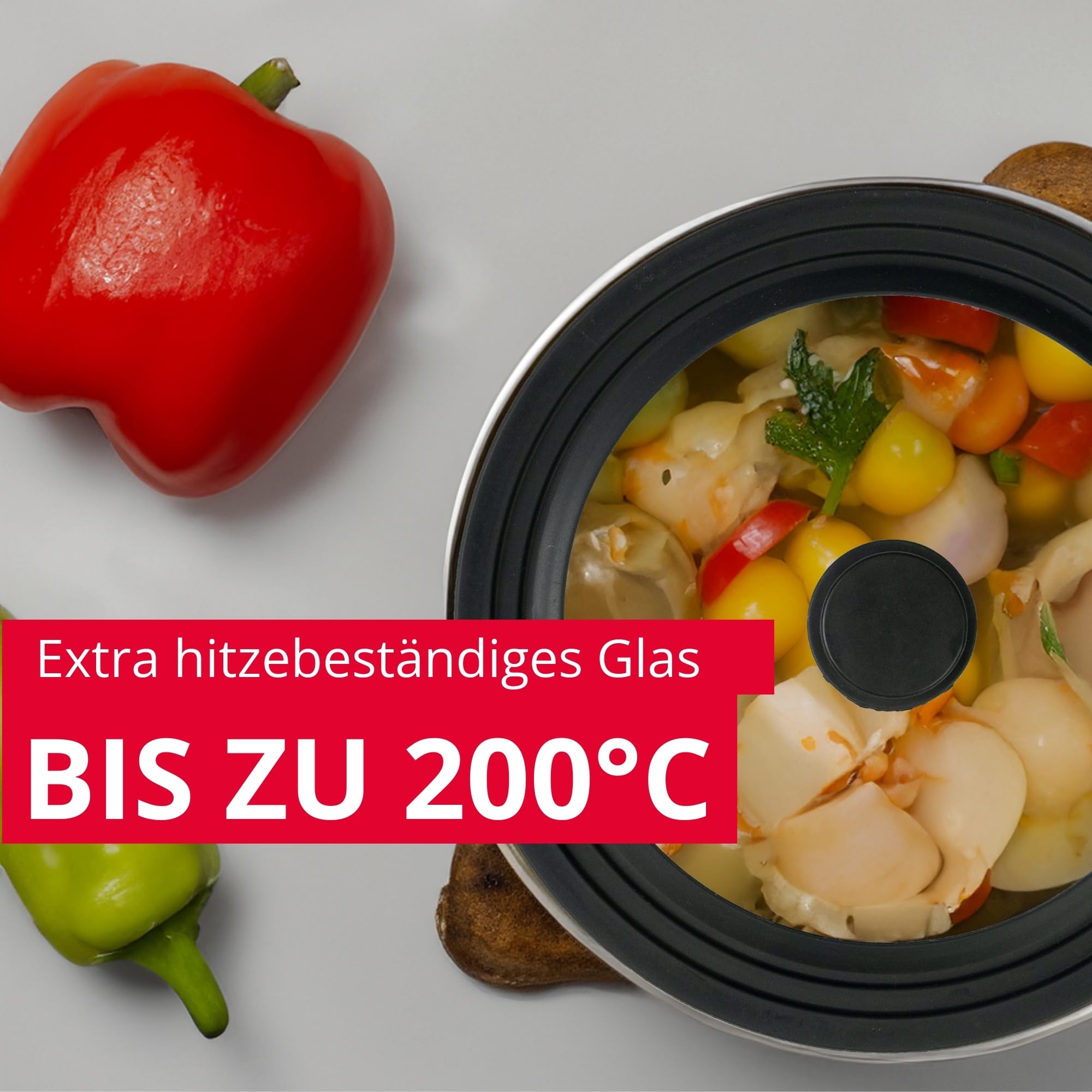 Westmark Universal-Deckel Mit Silikonrand – Passt Auf Töpfe 16-20 Cm, Aus Hitzebeständigem Sicherheitsglas