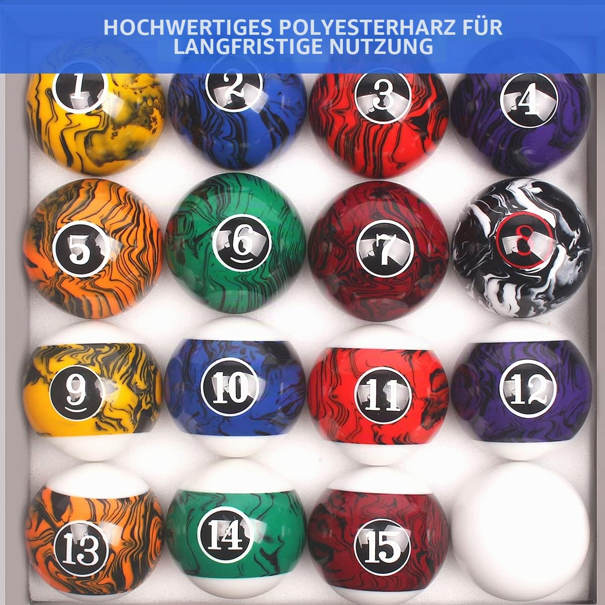 Billardkugeln Set Billardtischbälle Marmor Wirbel-Stil 16 Bälle Set