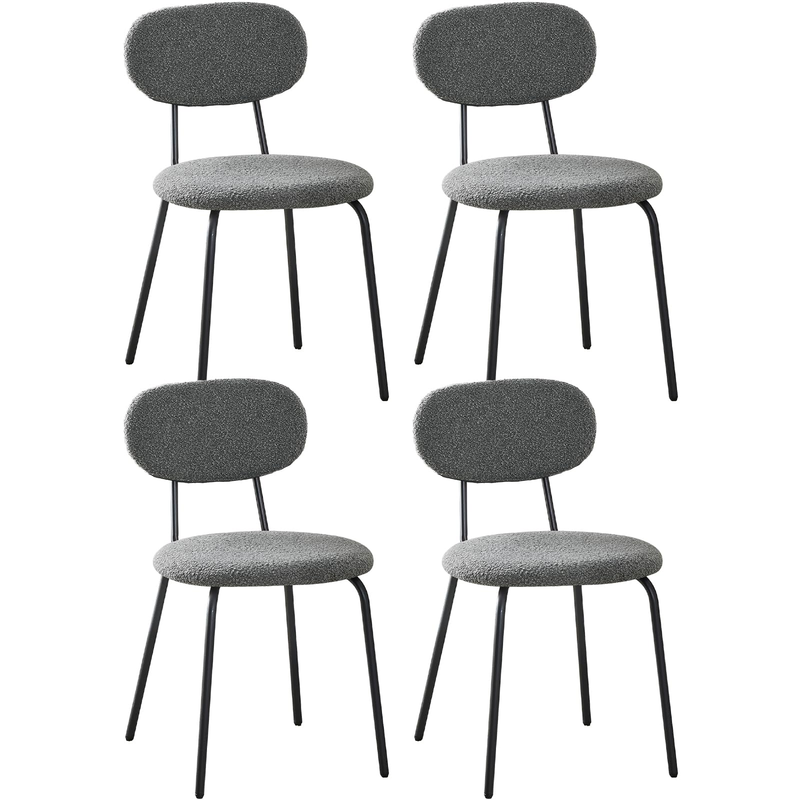 Sillas de Comedor Pack de 4,Silla de Cocina de Tela Teddy,Sillas Salon Apilable,Adecuado para Comedor,Cocina,Dormitorio,Sala de Recepción-Gris Oscuro