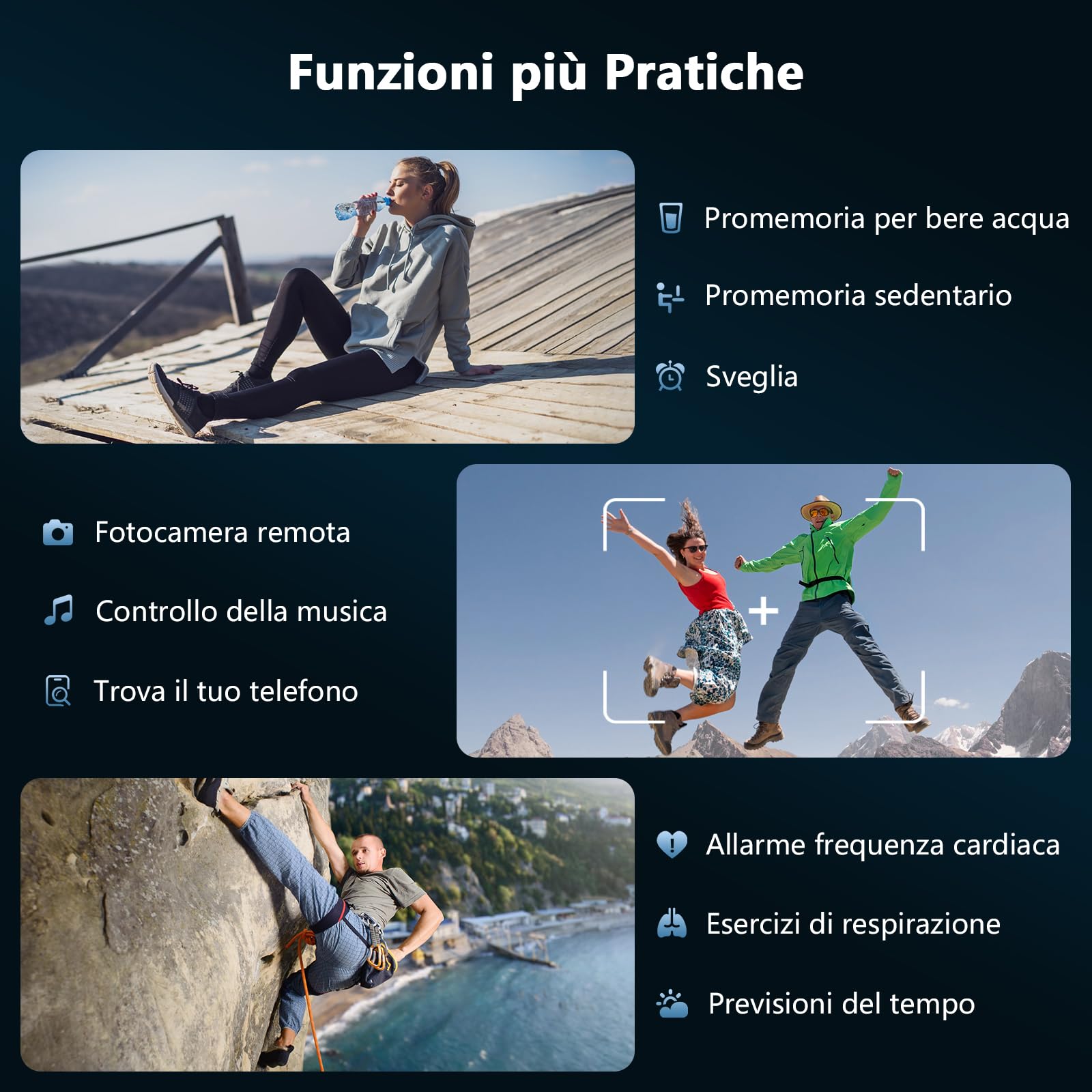 IOWODO Smartwatch Uomo Militare 1.45" con Chiamate Bluetooth, Batteria 960mAh, Torcia LED, Bussola, IP68 Impermeabile, Monitoraggio Cuore/Ossigeno nel Sangue/Sonno, 100+ Modalità Sportive, 2 Cinturini