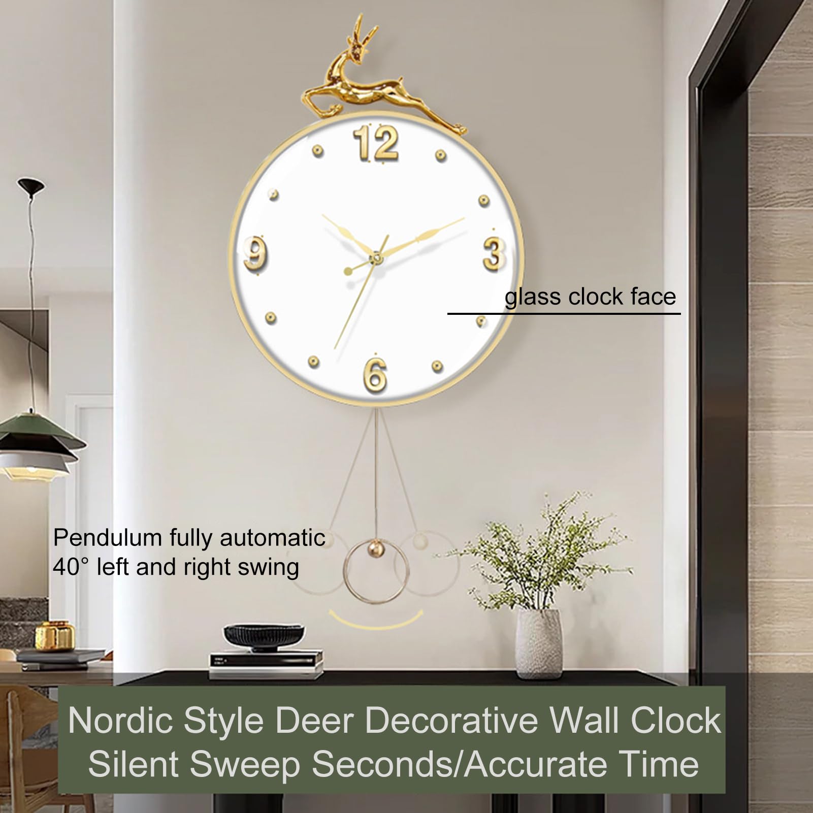 Amazon.co.jp: 壁掛け 振り子 時計 鹿の掛け時計 大型 高級 おしゃれ