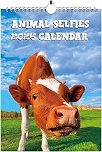 Funny Calendar 2026, Funny Animal Selfies Monthly Calendar 2026 Silly Gifts, Christmas Secret Santa Gifts for Men Women, Novelty Month to View A4 Weird Animal Wall Planner