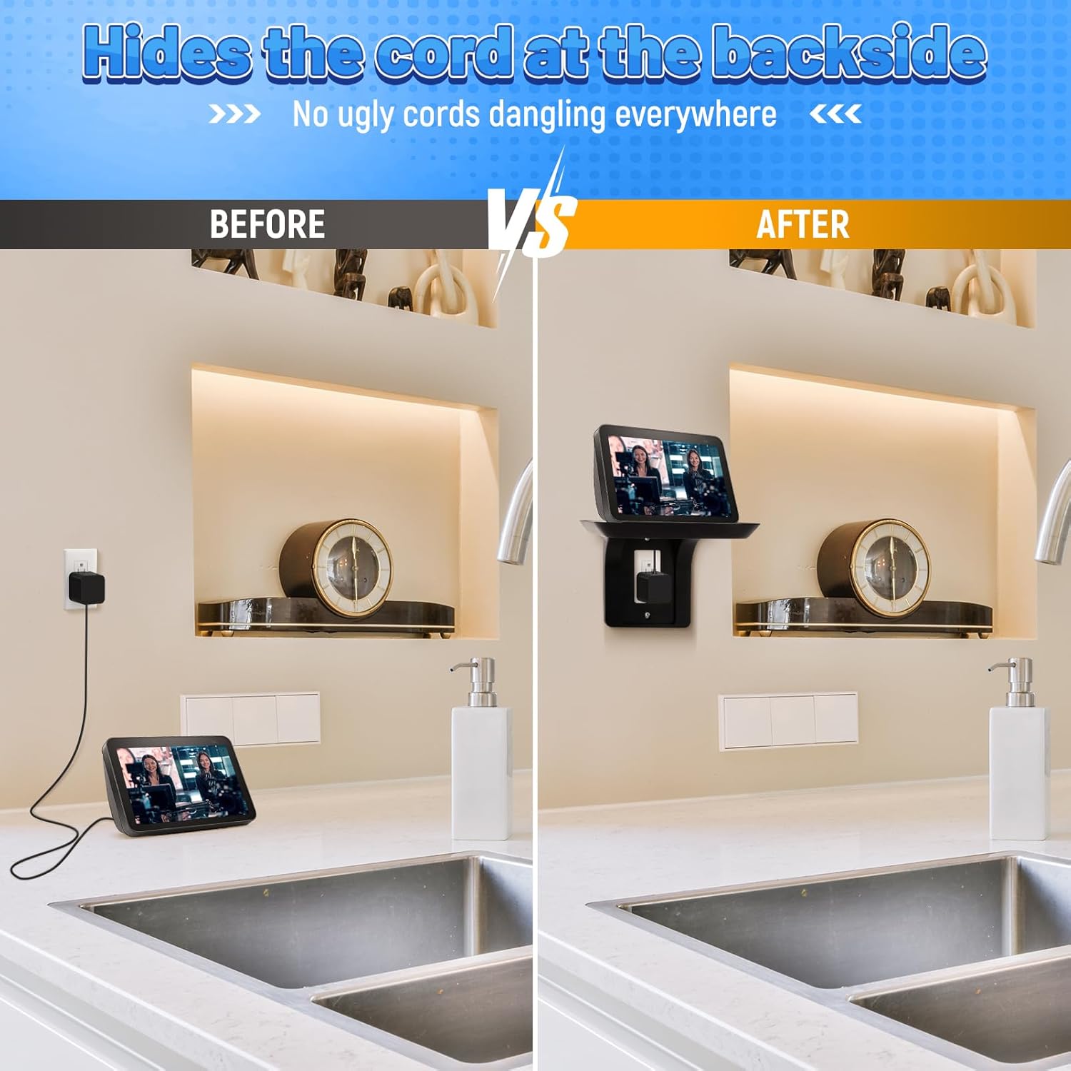 Wall Mount for Echo Show 5 & Show 8 - Speaker Holder Stand 360 Degree Adjustable Stand for Show 8 and Show 5 (2nd & 1st Gen), Magnetic Mount Accessories