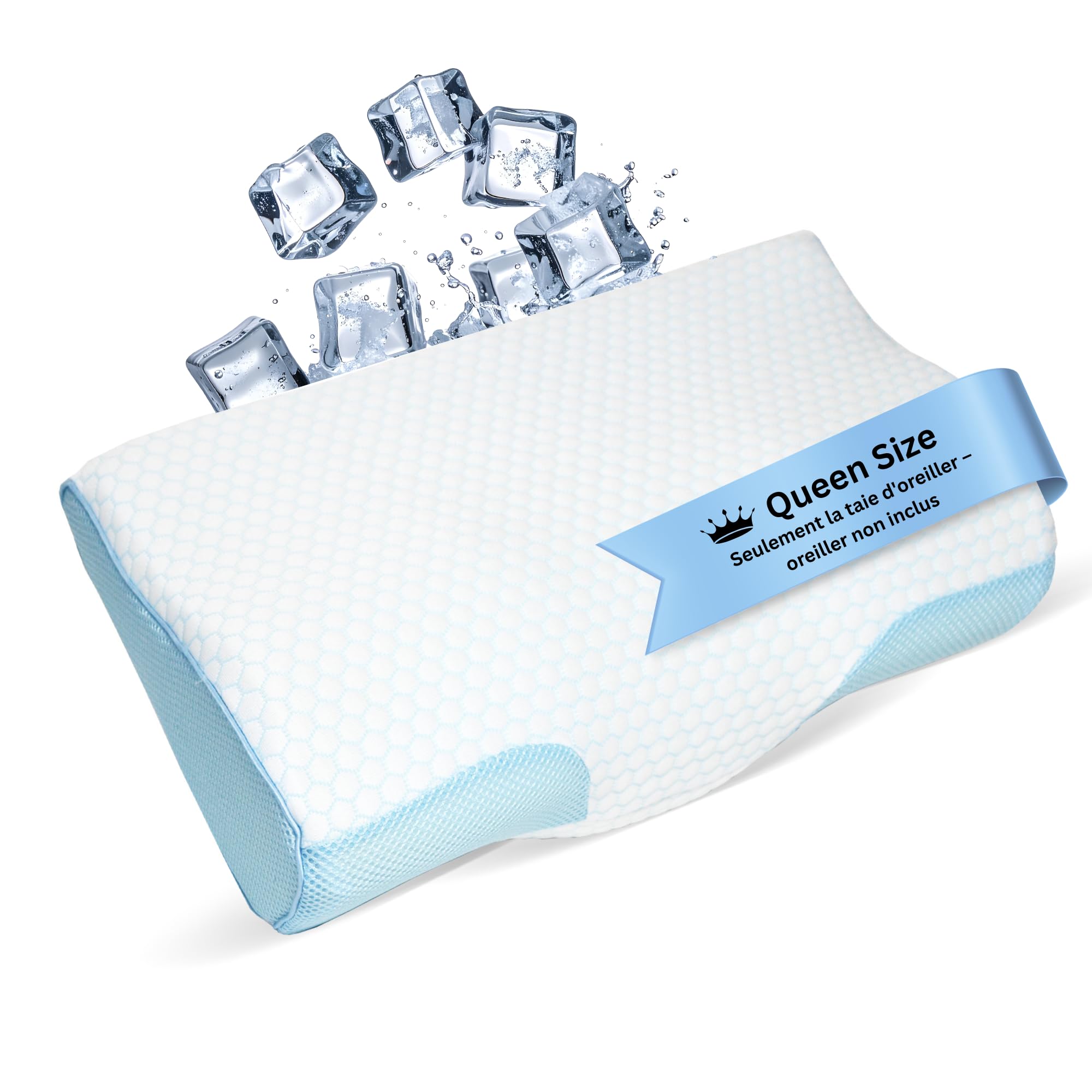 Queen Size Cooling Pillowcase | Optimal Temperature Control for Your Memory Foam Pillow for Perfect Sleep. Quality Material White Pillowcase ensures Anti Snore Pillows