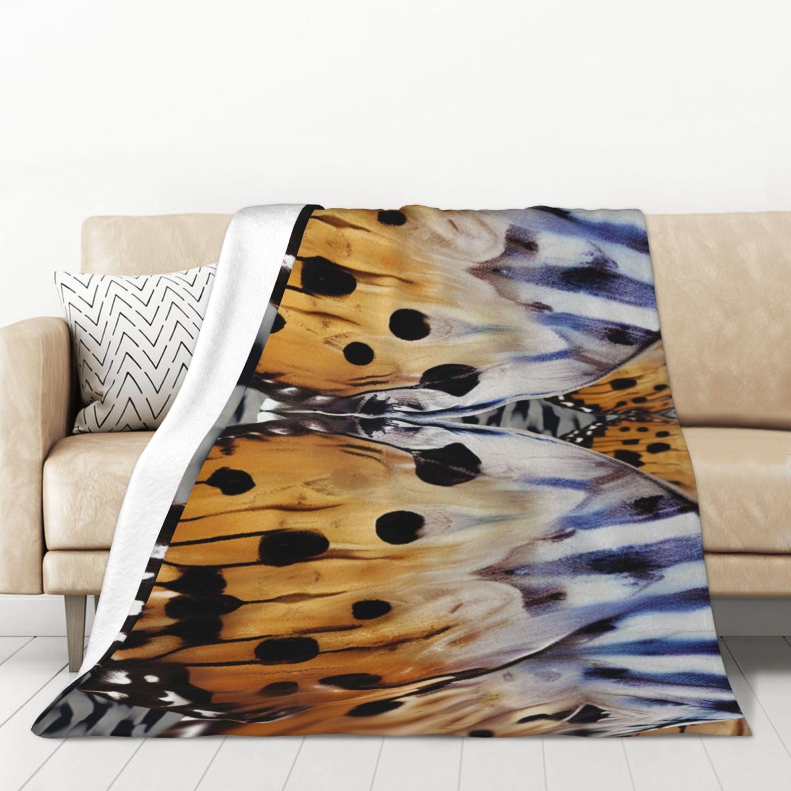 Couverture flanelle 320g ultra chaude et douce avec motif ailes de papillon élégant