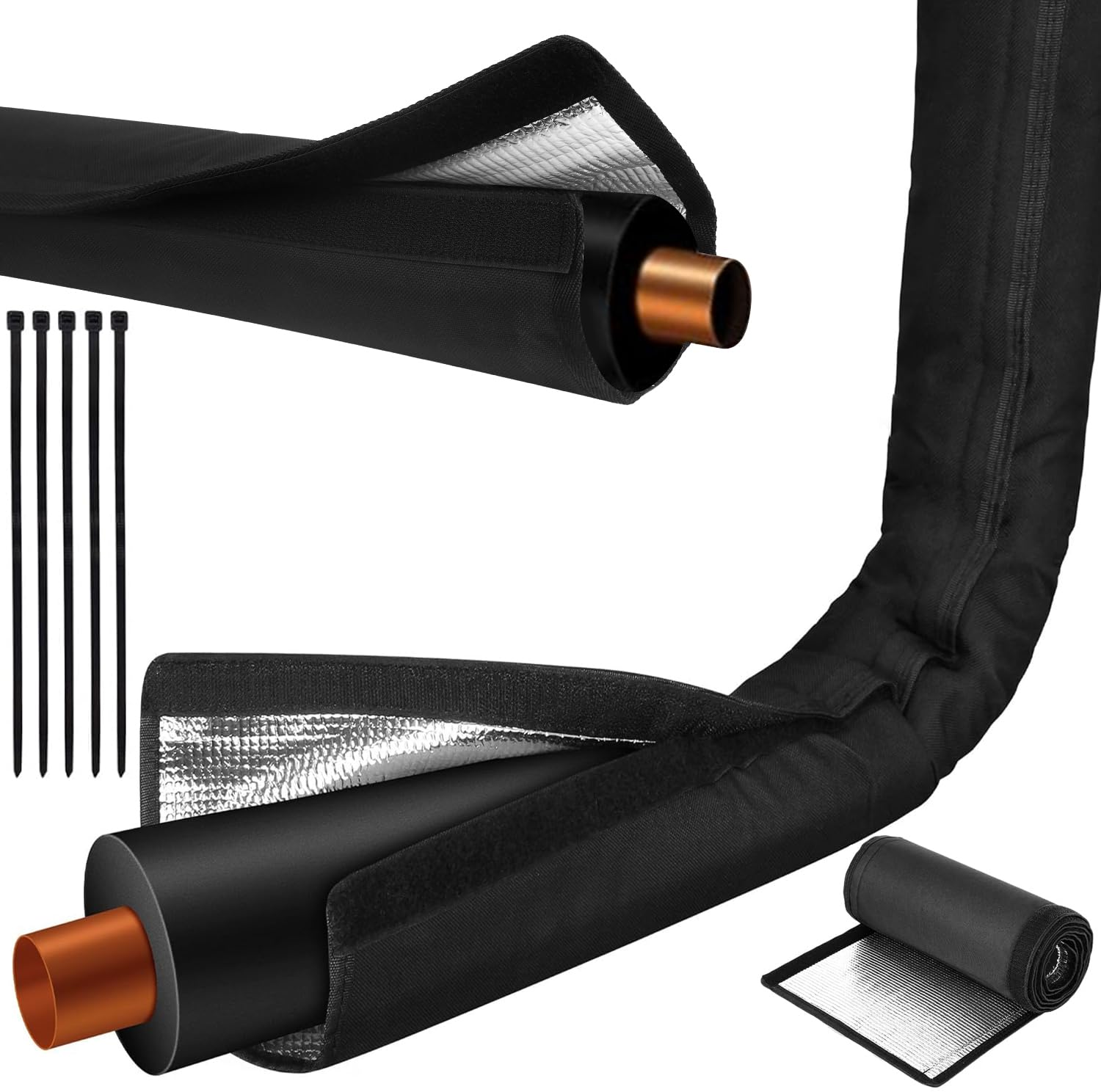 Outdoor HVAC Copper Pipe Insulation Cover 72 x 10.2 Inch Flexible 600D Oxford