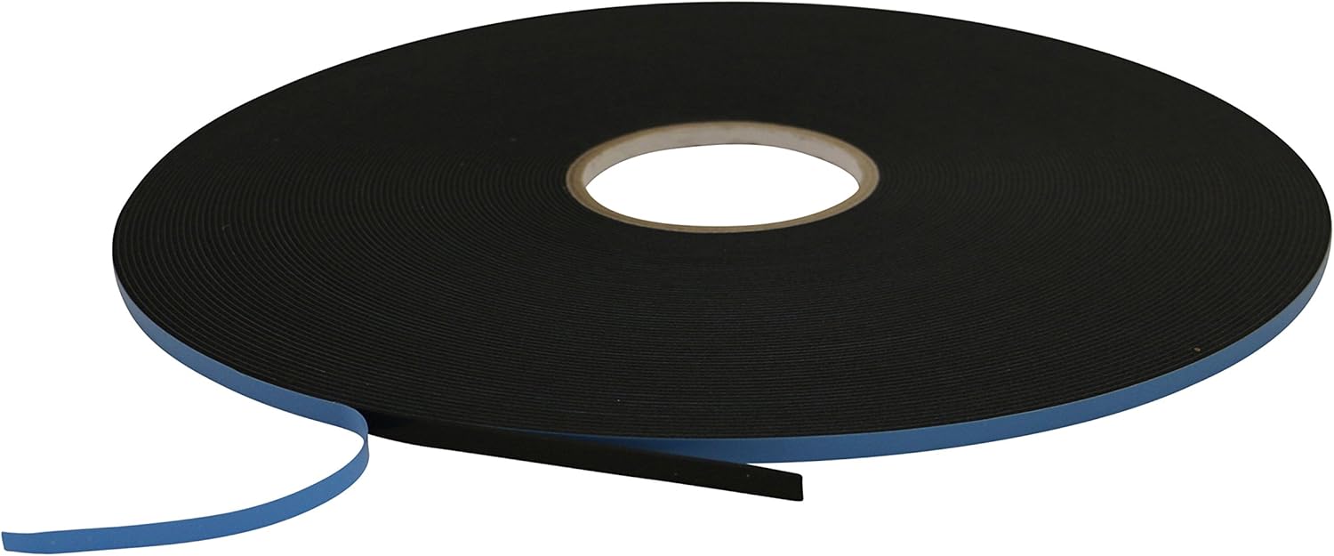 JVCC Window Glazing Tape [Double-Sided, Closed Cell] (DC-WGT-01): 1/4 in. x 50 yds. x 1/16 in. thick (Black)