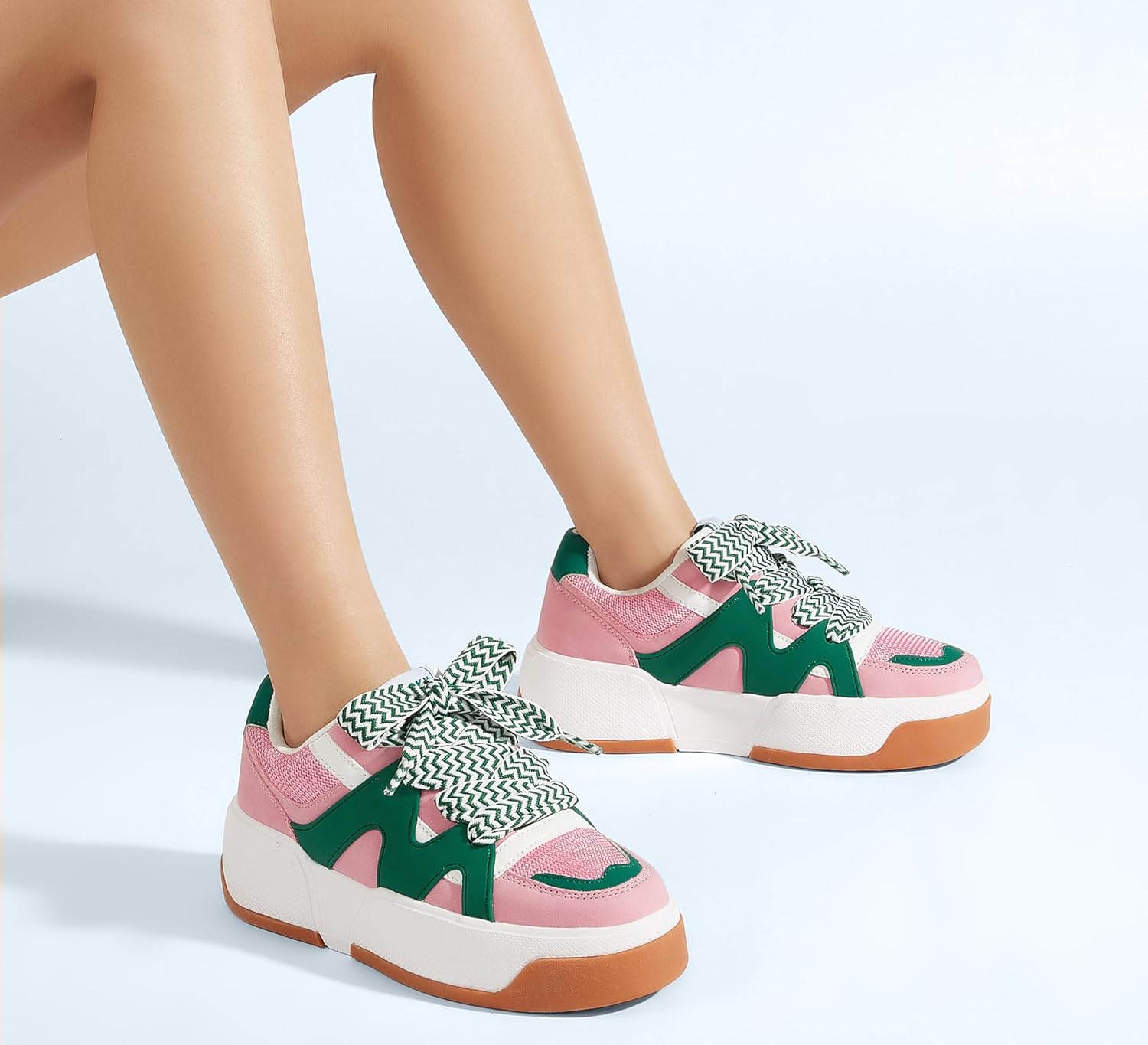 LUCKY STEP Women’s Platform Fashion Sneakers Lace up Casual Faux Leather Comfortable Thick Sole Tennis Walking Shoes - Image 9