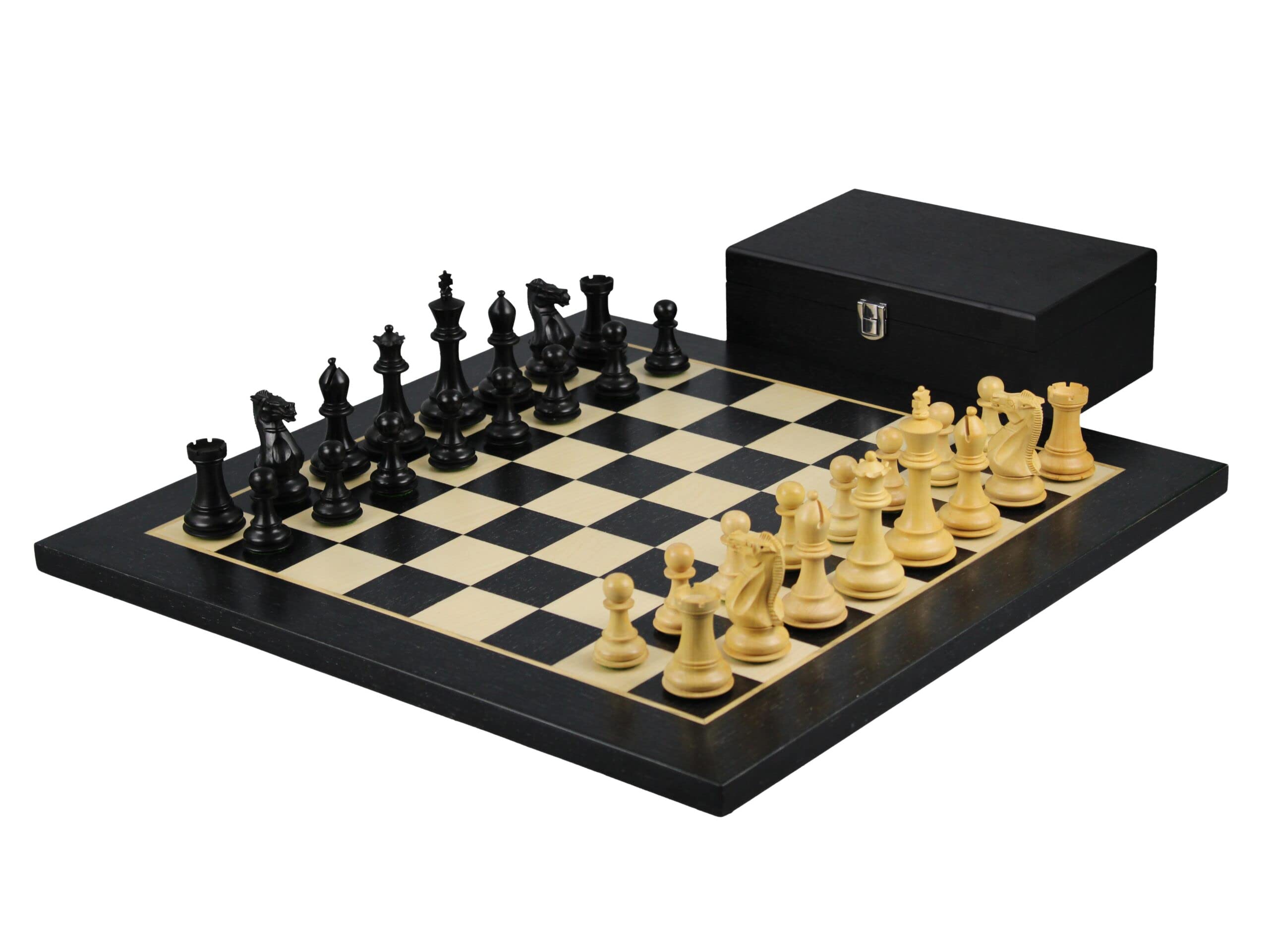 Helena - Set di scacchi a tavola piatta, in legno di ebano, 20 pollici, serie Morphy Ebanizzata, serie Staunton, pezzi da 3,75 pollici