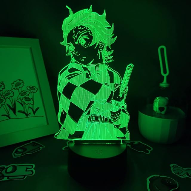 Quzuer 3D Anime LED Night Light Demon Slayer Lava Lamp Anime Figure Tanjiro Kamado 3D LED RGB Night Lights Gift for Friend Bedroom Manga Decor Kimetsu No Yaiba 16 Color