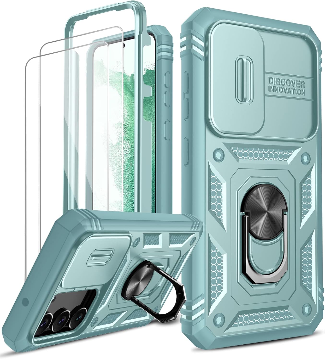 LeYi for Samsung Galaxy S23 5G Case with Camera Cover Slider, 360° Full Body Armour Military